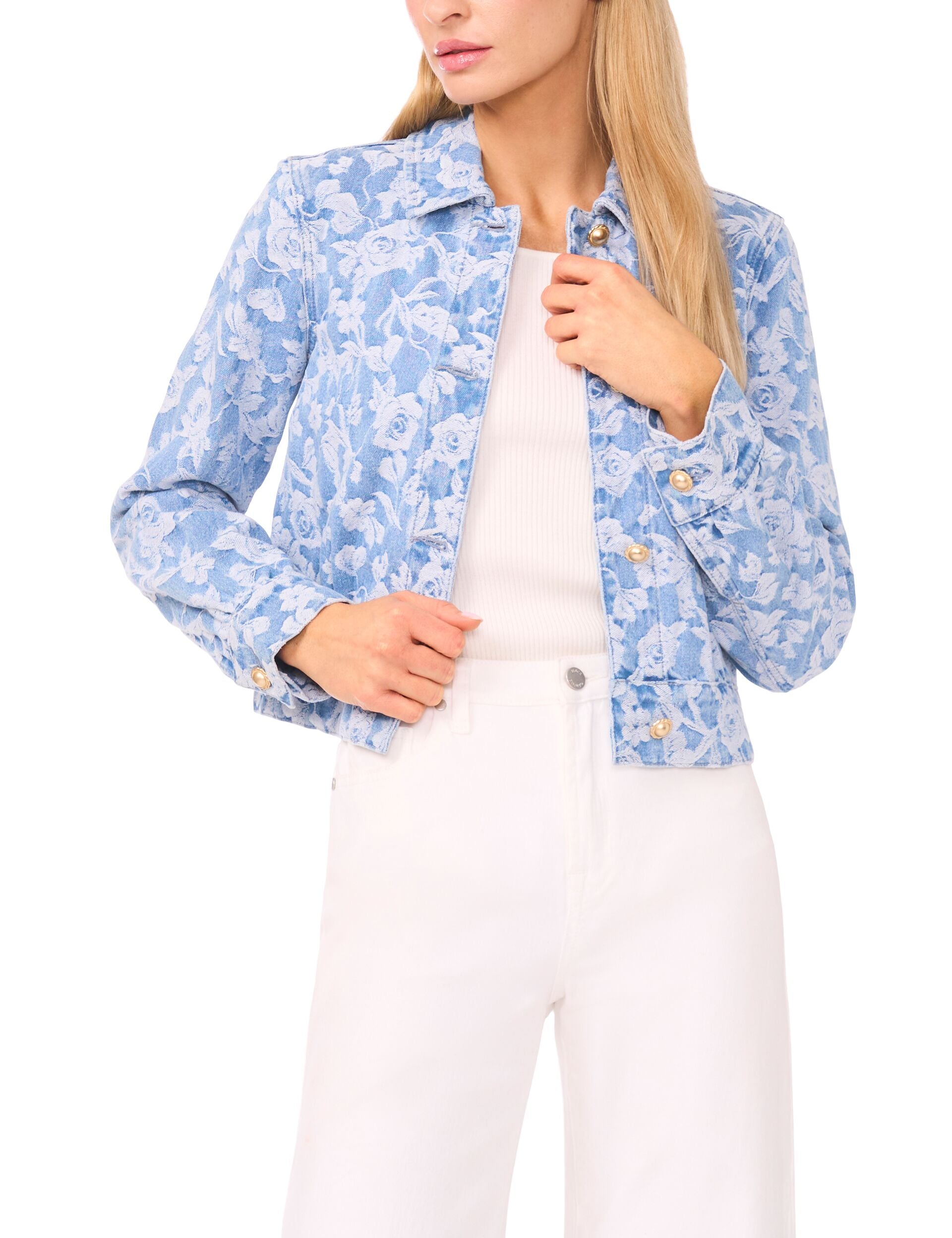 ジャケット・アウター ERNEST W. BAKER 22SS DENIM JACKET FLORAL Floral Print Cropped Denim Jacket | Roset | Ted Baker US