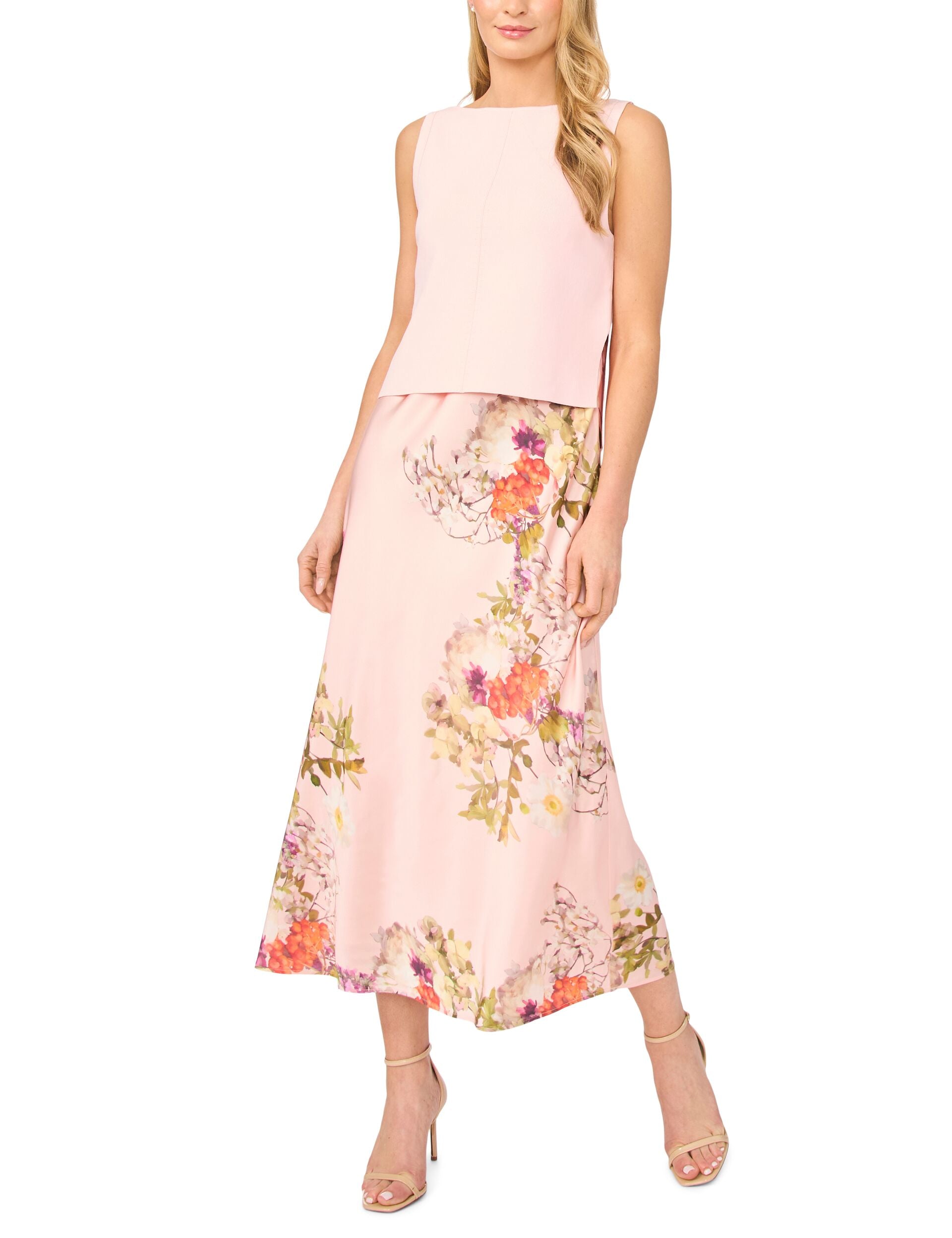 Ted Baker Women's Midori Sleeveless Boat Neck Printed Twofer Dress & Sweater - Pink - Size X Small - Cloud Pink