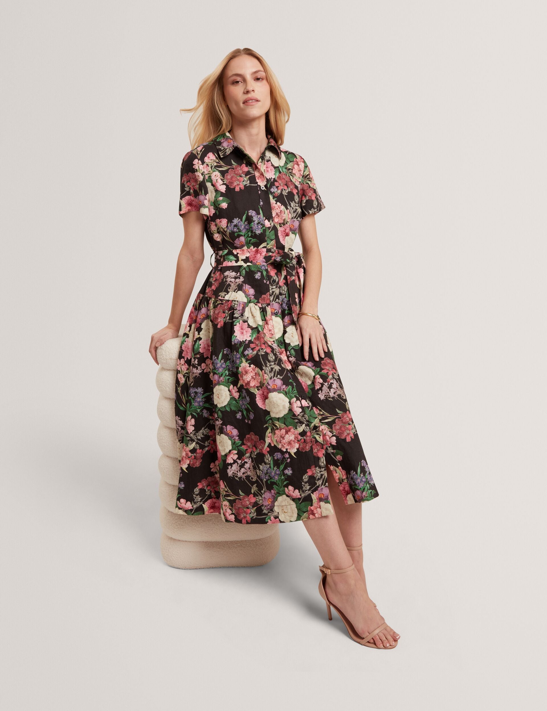 ted baker floral dress midi Ted Baker Charlie Drop Waist Linen Midi Dress