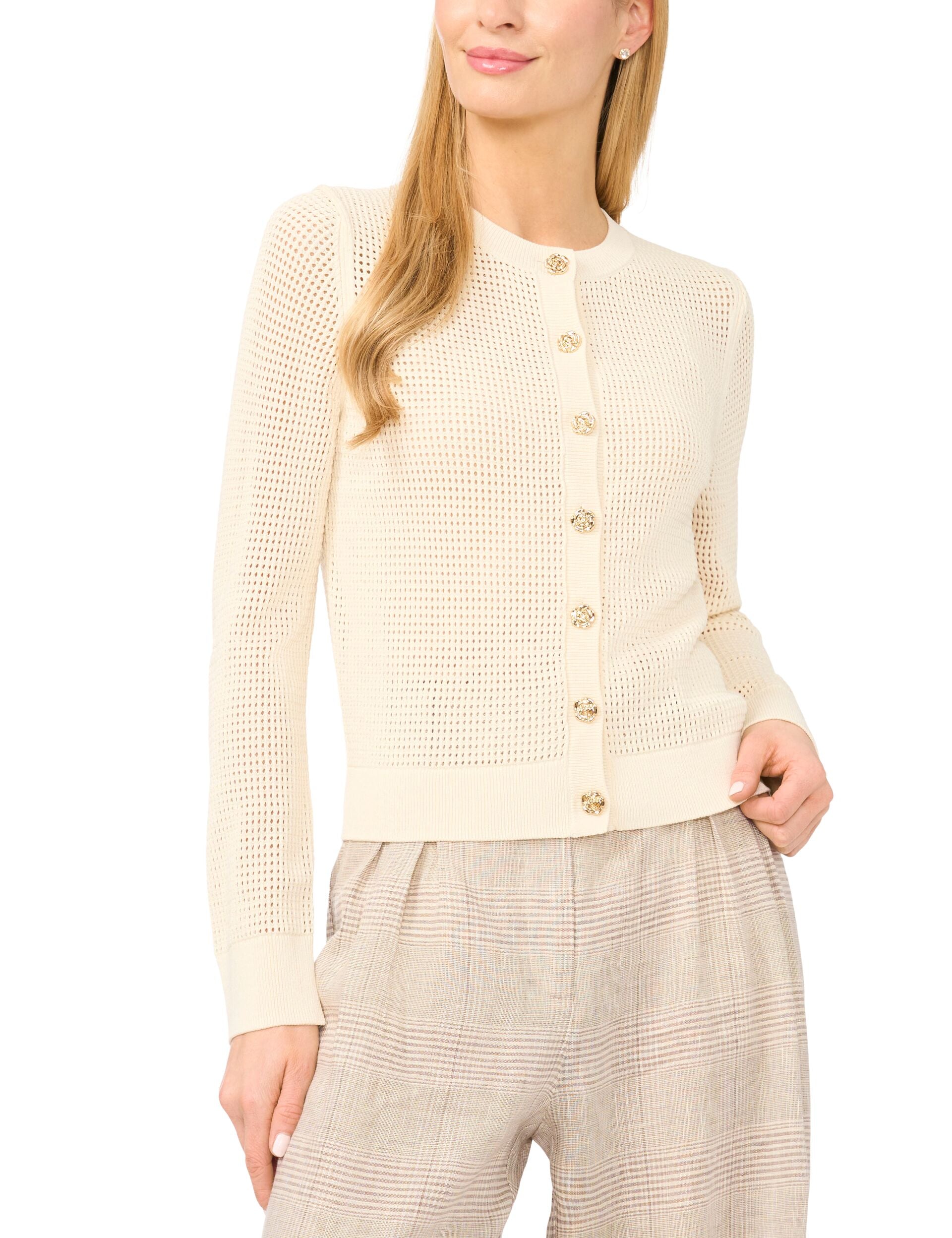 Open Knit Rose Button Cardigan | Kaylaa | Ted Baker US