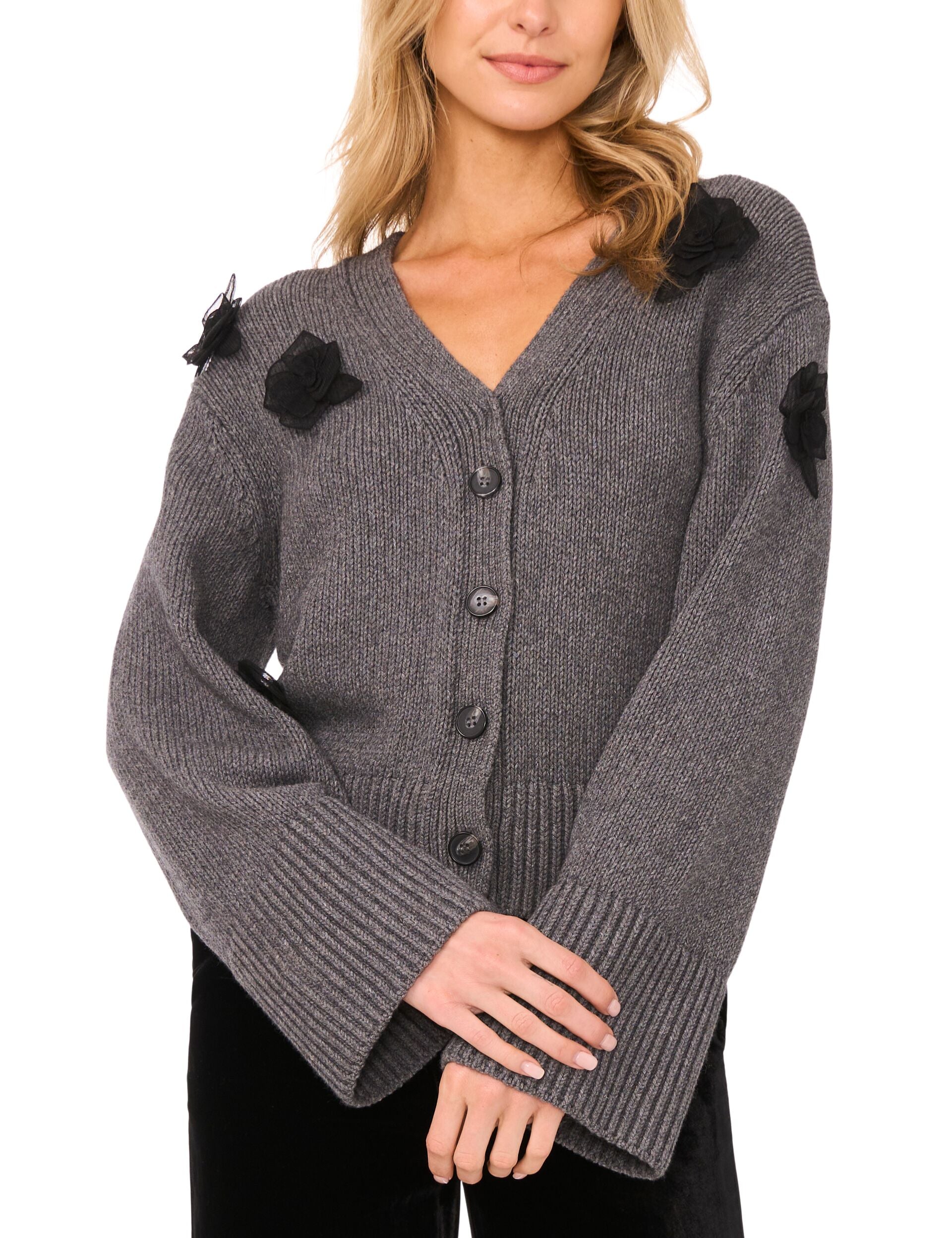 V-neck Cardigan With Mesh 3d Rose | Lachlan | Ted Baker US
