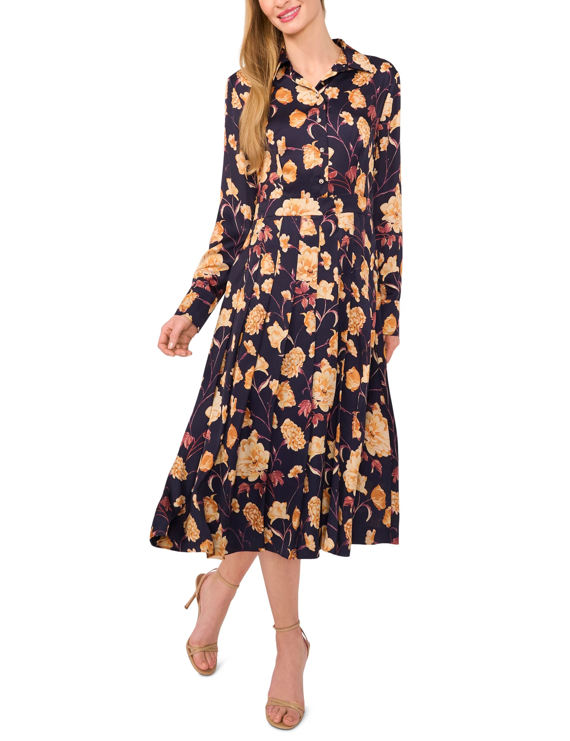 Baritone Blue Button-down Pleated Dress Tarina Ted Baker US