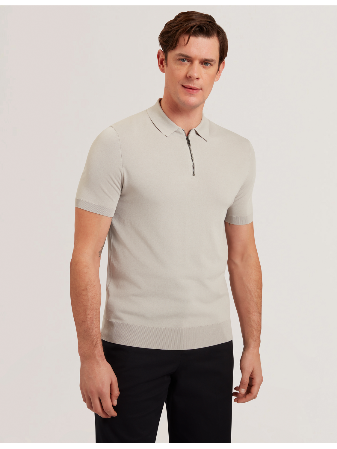 Zip Collar Stretch Knit Polo Shirt | Daldin | Ted Baker US Zip Collar Stretch Knit Polo Shirt | Daldin | Ted Baker US