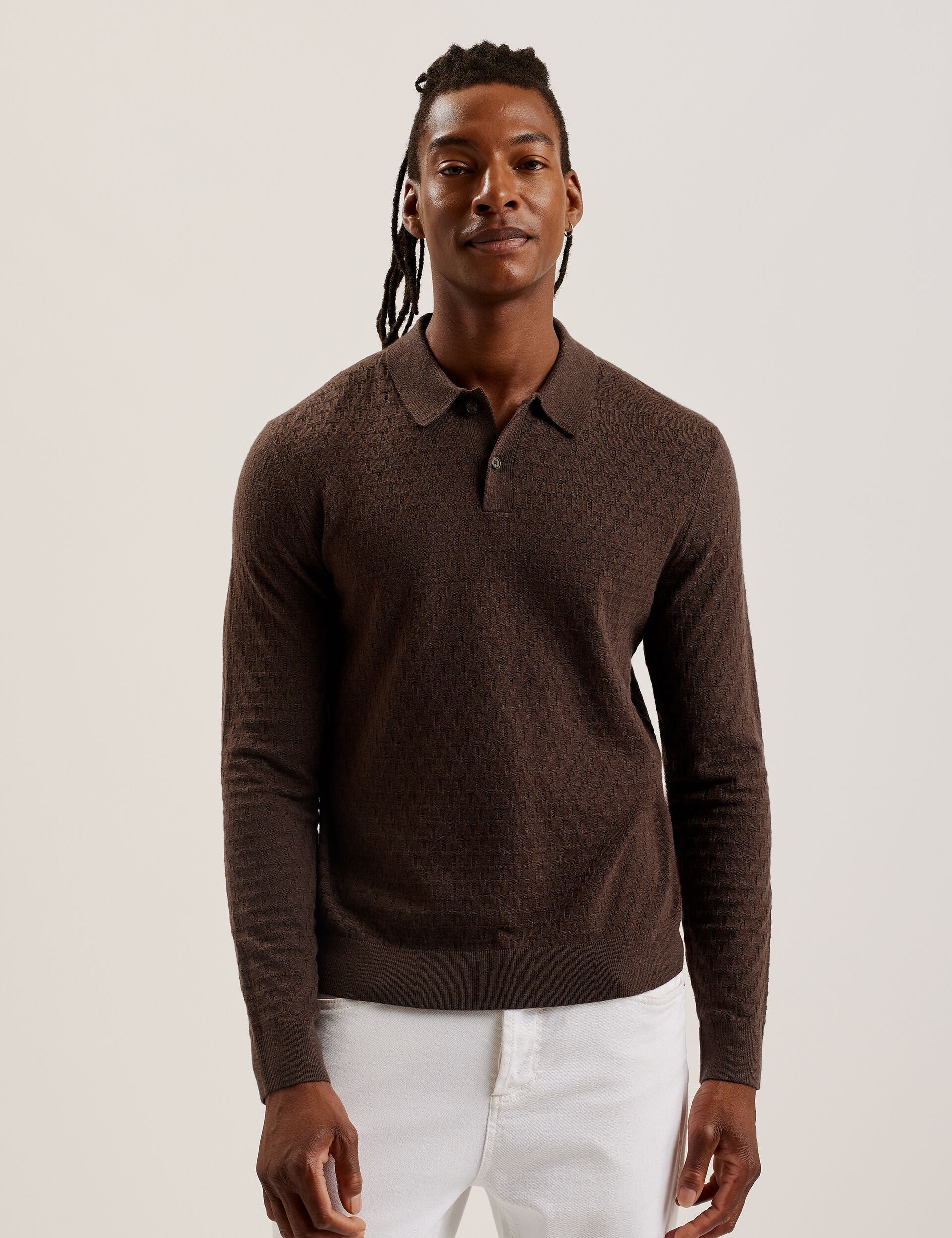 トップス BoTT MARLED KNIT POLO / BROWN BoTTMarled Knit Polo - Apple Butter Store