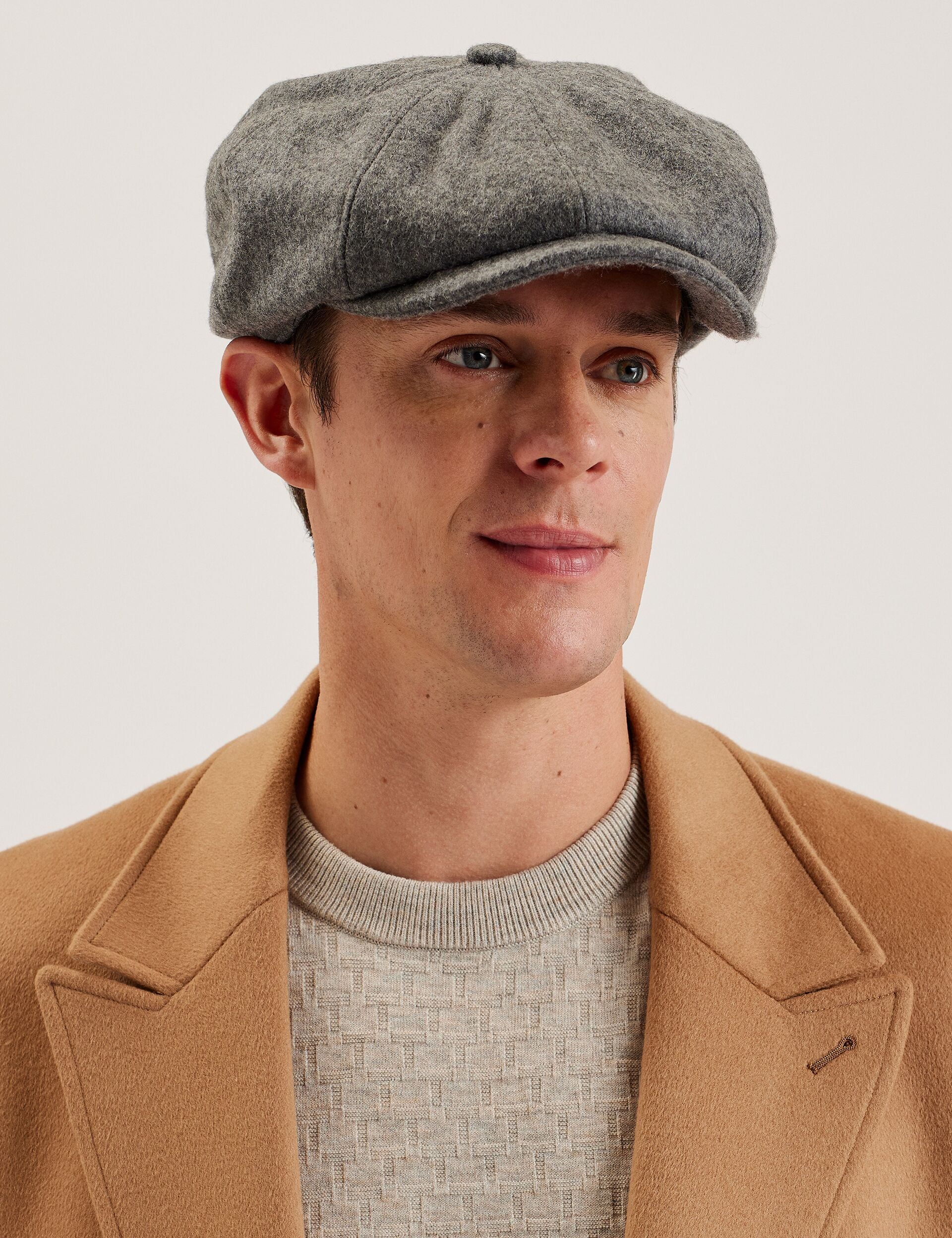 Lt-grey Wool Blend Baker Boy Hat Simonns Ted Baker US