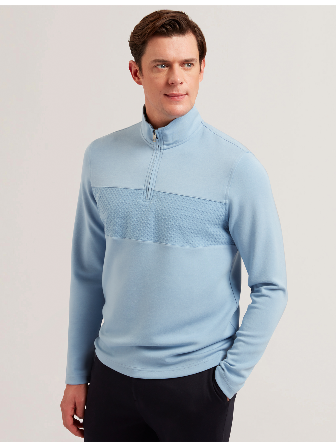 Textured Panel Half-zip Modal Sweatshirt | Simonea | Ted Baker US Textured Panel Half-zip Modal Sweatshirt | Simonea | Ted Baker US