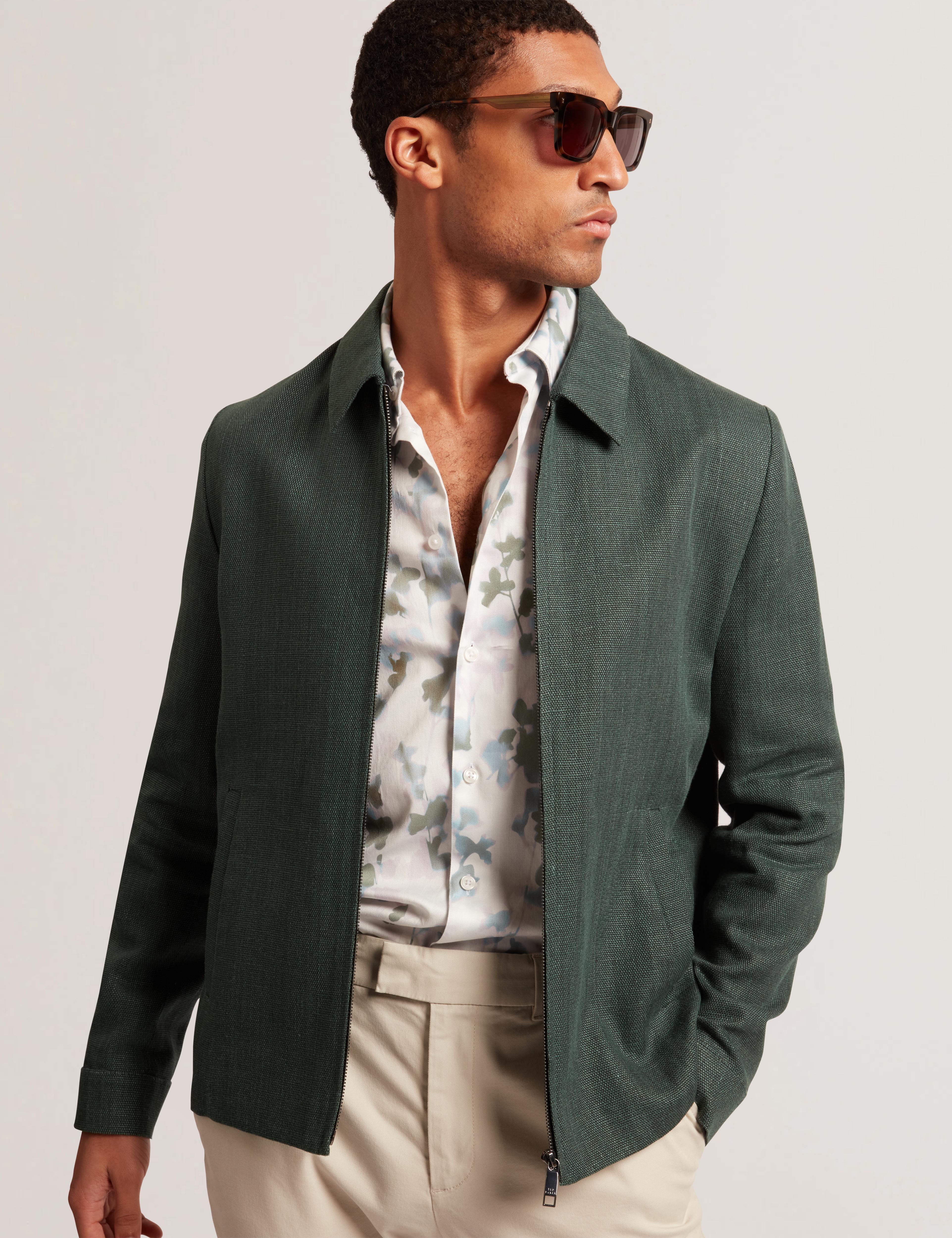 Linen Blend Zip Up Harrington Jacket | Kumarh | Ted Baker US Linen Blend Zip Up Harrington Jacket | Kumarh | Ted Baker US