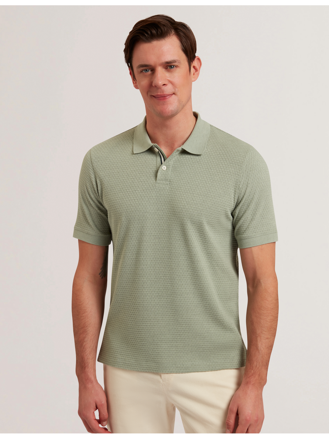 Textured Pure Cotton Knitted Polo Shirt | Redman | Ted Baker US