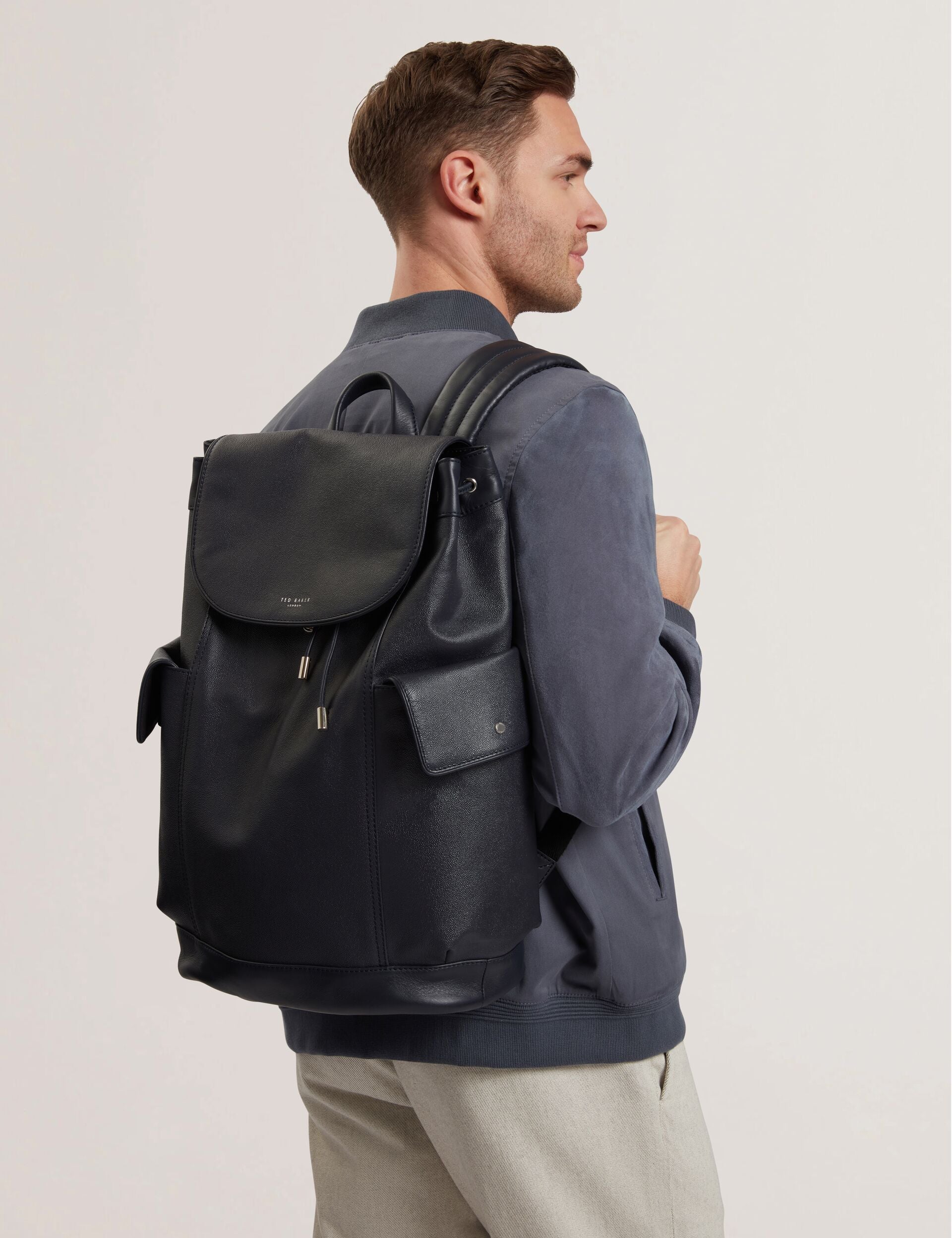Caviar Leather Draw Cord Large Backpack | Kailebs | Ted Baker UK