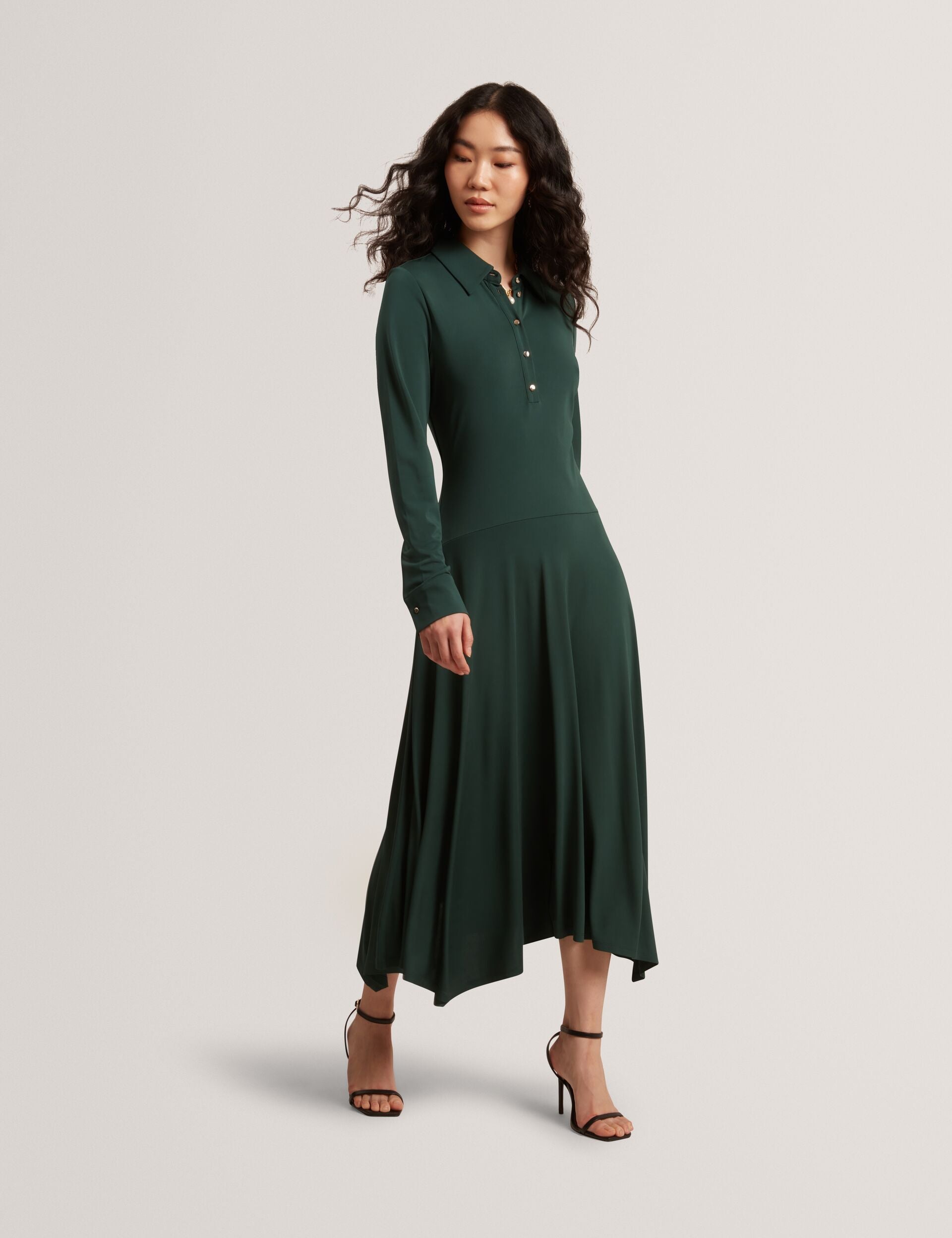 green emerald velvet dress Bottle Green Premium Asymmetric Sleeveless Jersey Dress – Highstreet Outlet  UK