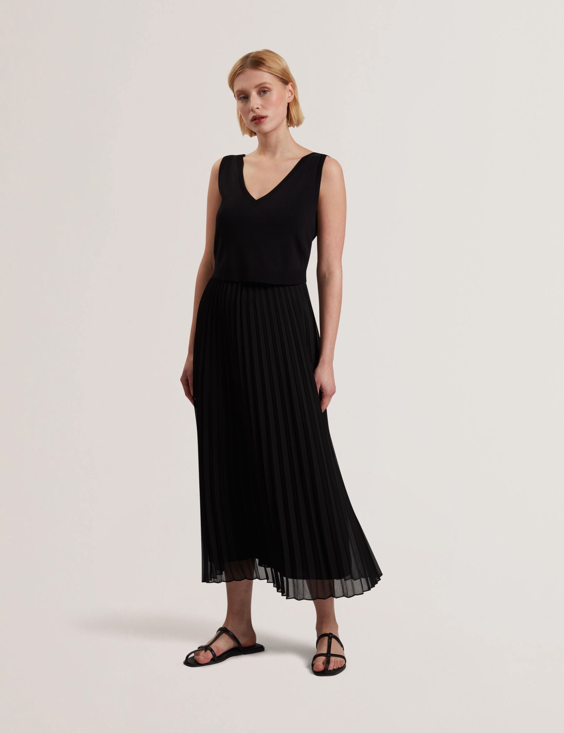 Pleated Midi Dress With Removable Knit Tank | Larnahh | Ted Baker US Pleated Midi Dress With Removable Knit Tank | Larnahh | Ted Baker US