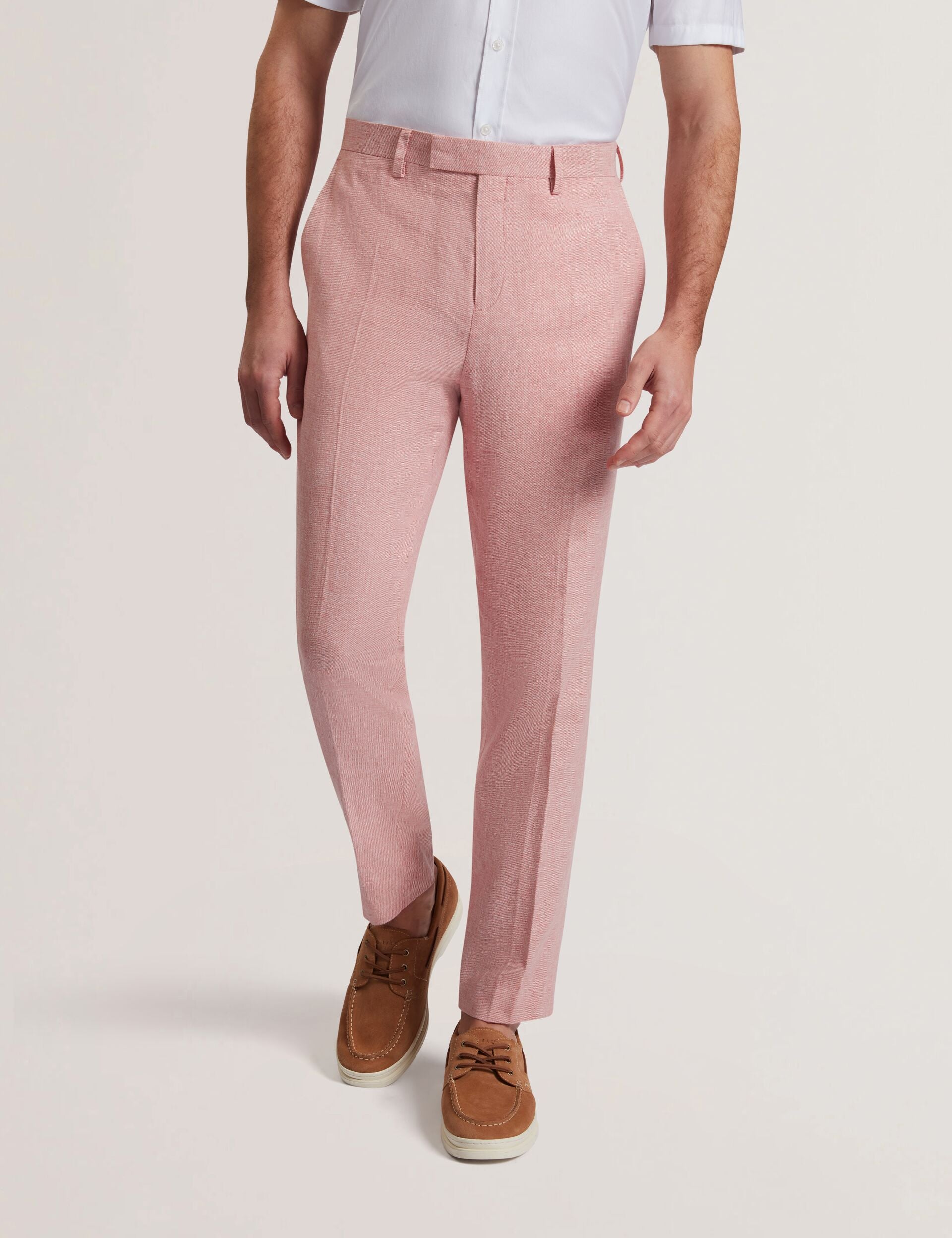 Lt-pink Linen Cotton Woven Dress Pants | Kenleyt | Ted Baker US