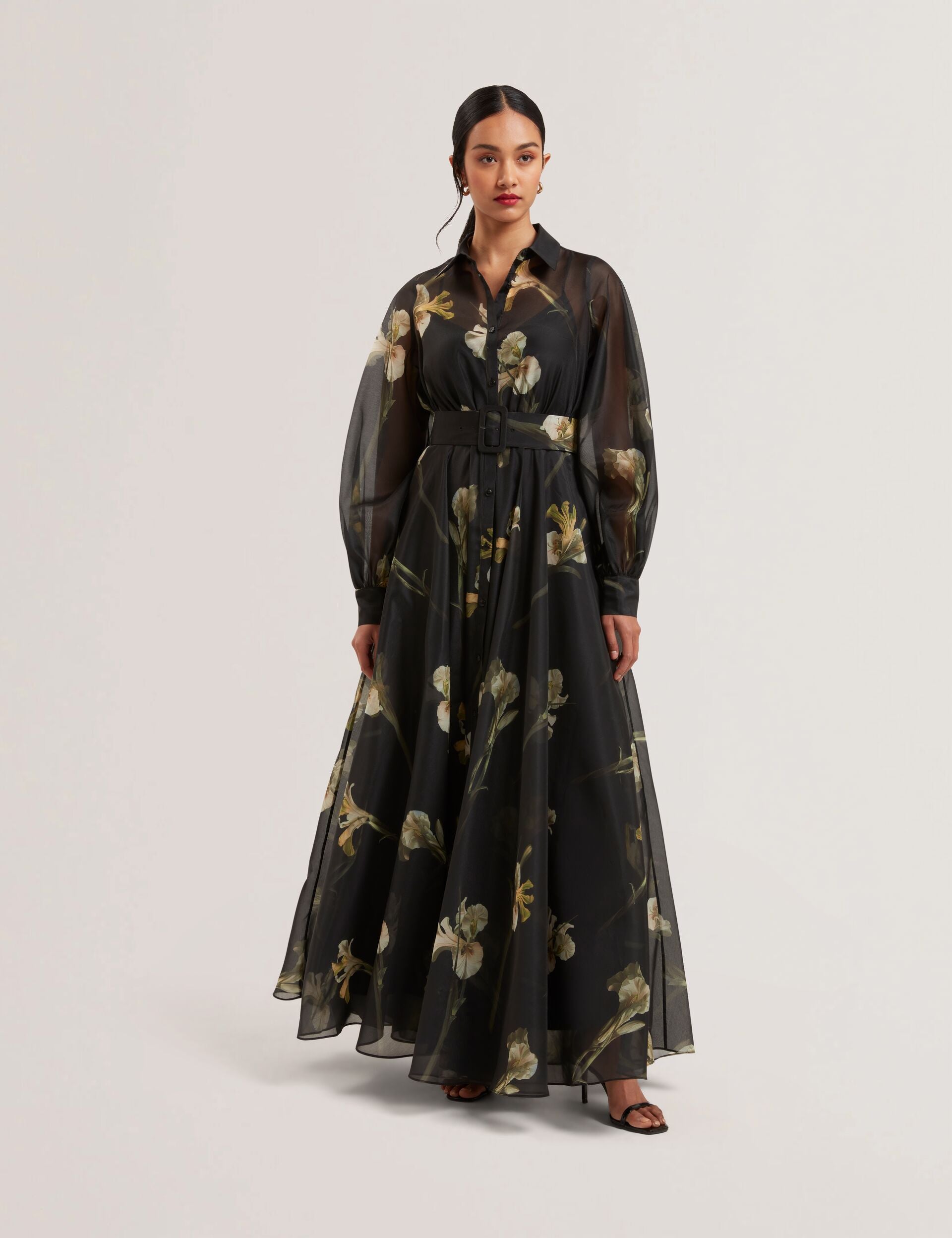 Floral Organza Belted Maxi Shirt Dress | Liorral | Ted Baker US Floral Organza Belted Maxi Shirt Dress | Liorral | Ted Baker US