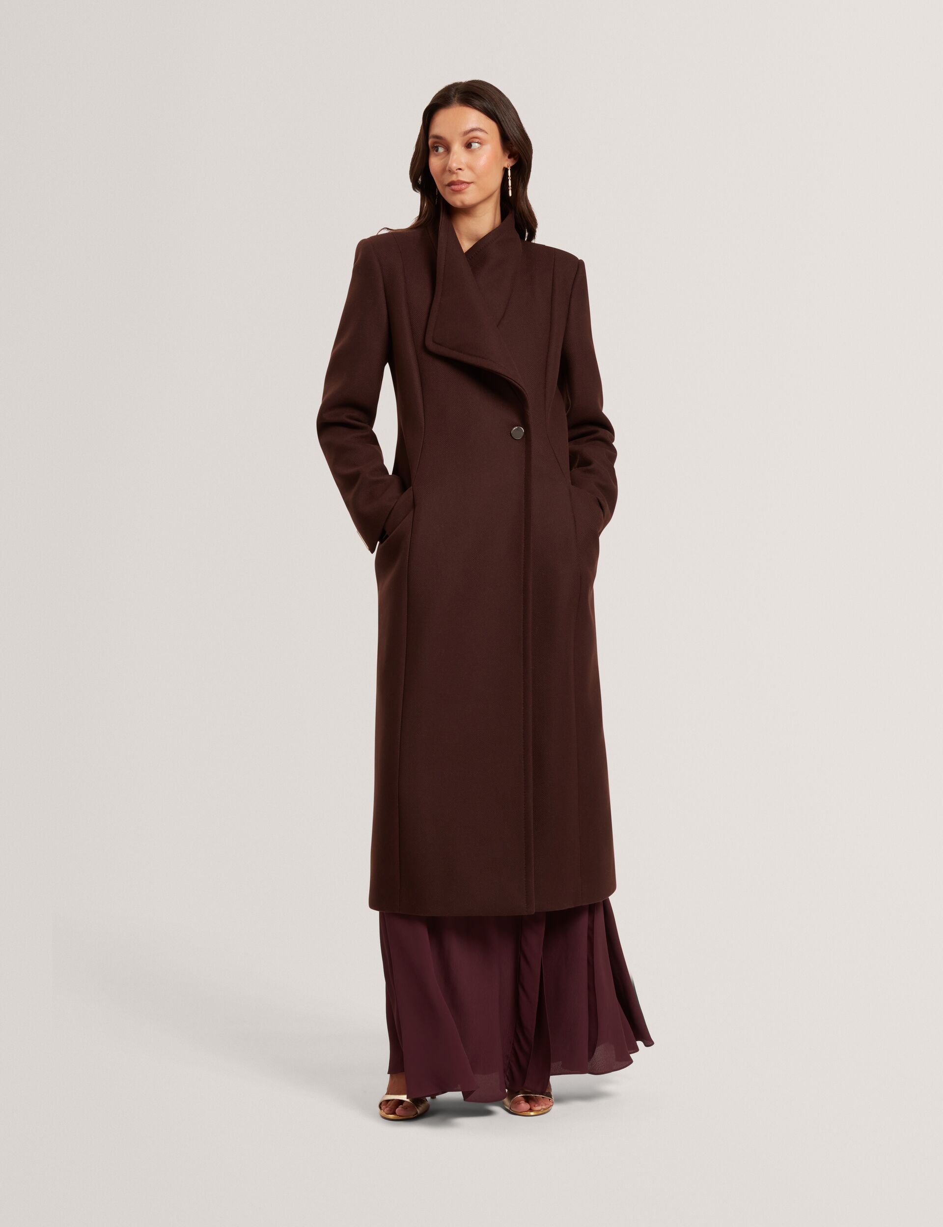 Wool Rich Hourglass Longline Wrap Coat | Mindee | Ted Baker US