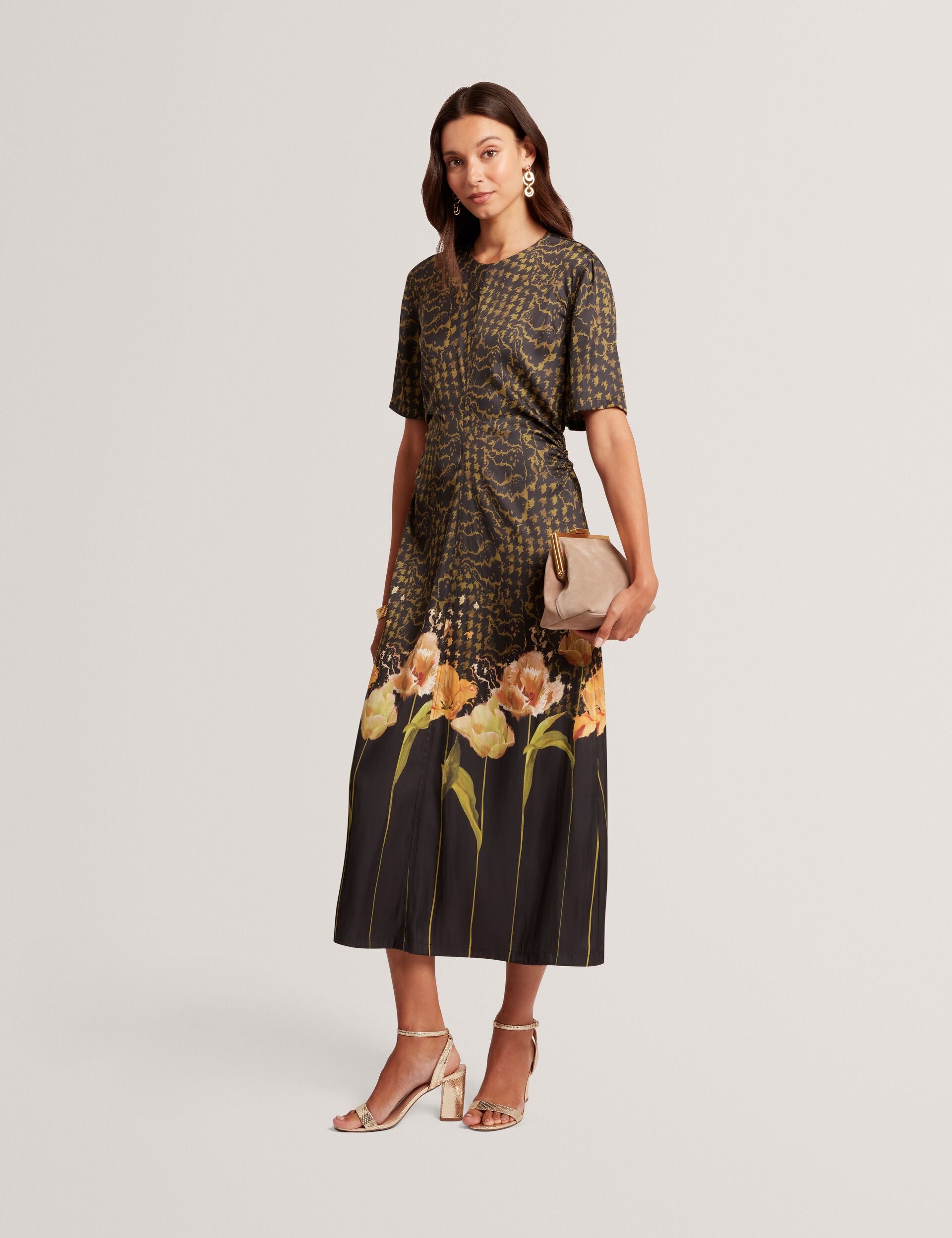 akoya ruched midi dress Aje - Fallingwater Gathered Midi Dress (Size 8-12) – Goldie's
