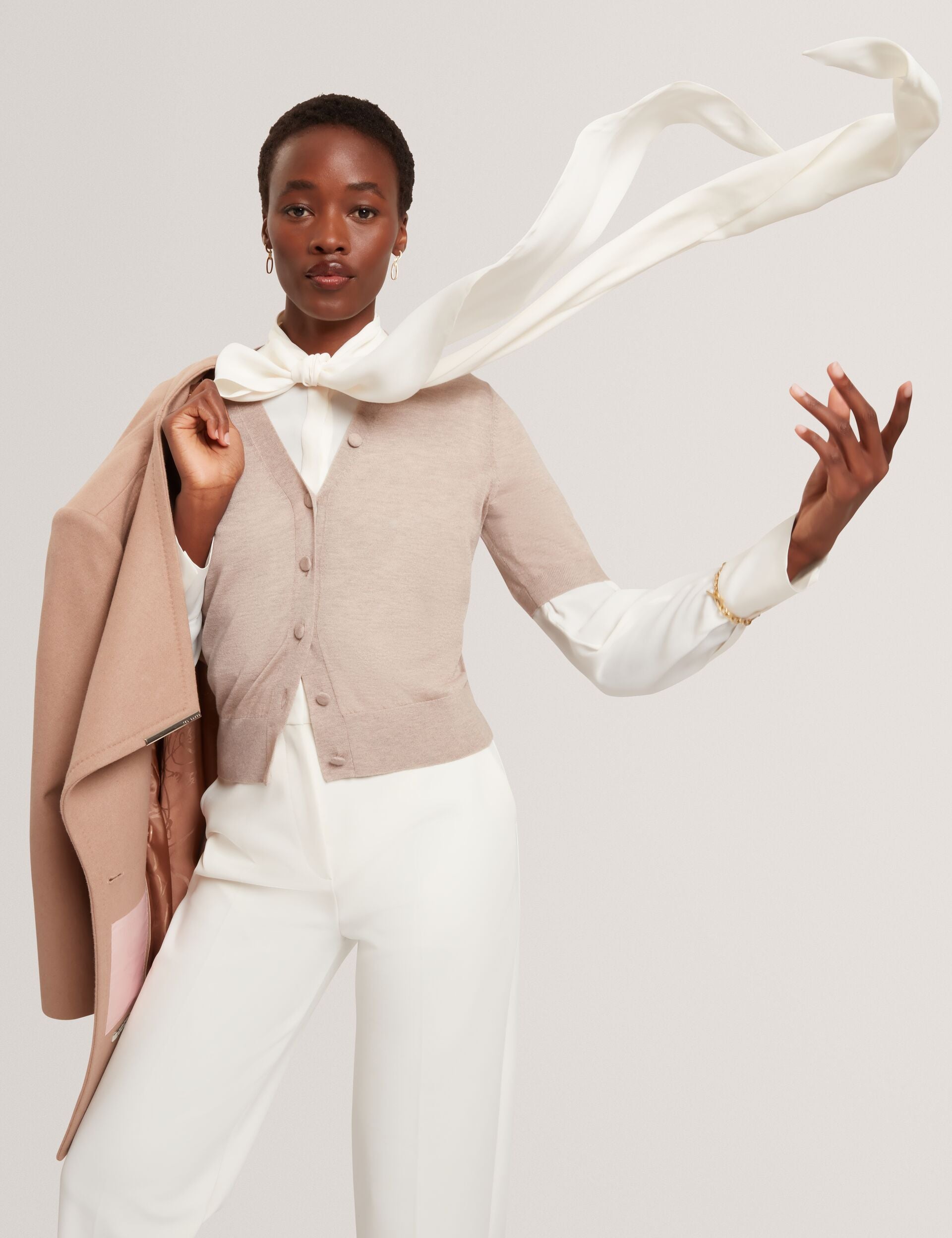 Merino Wool Cropped Short Sleeve Cardigan | Dazlia | Ted Baker UK