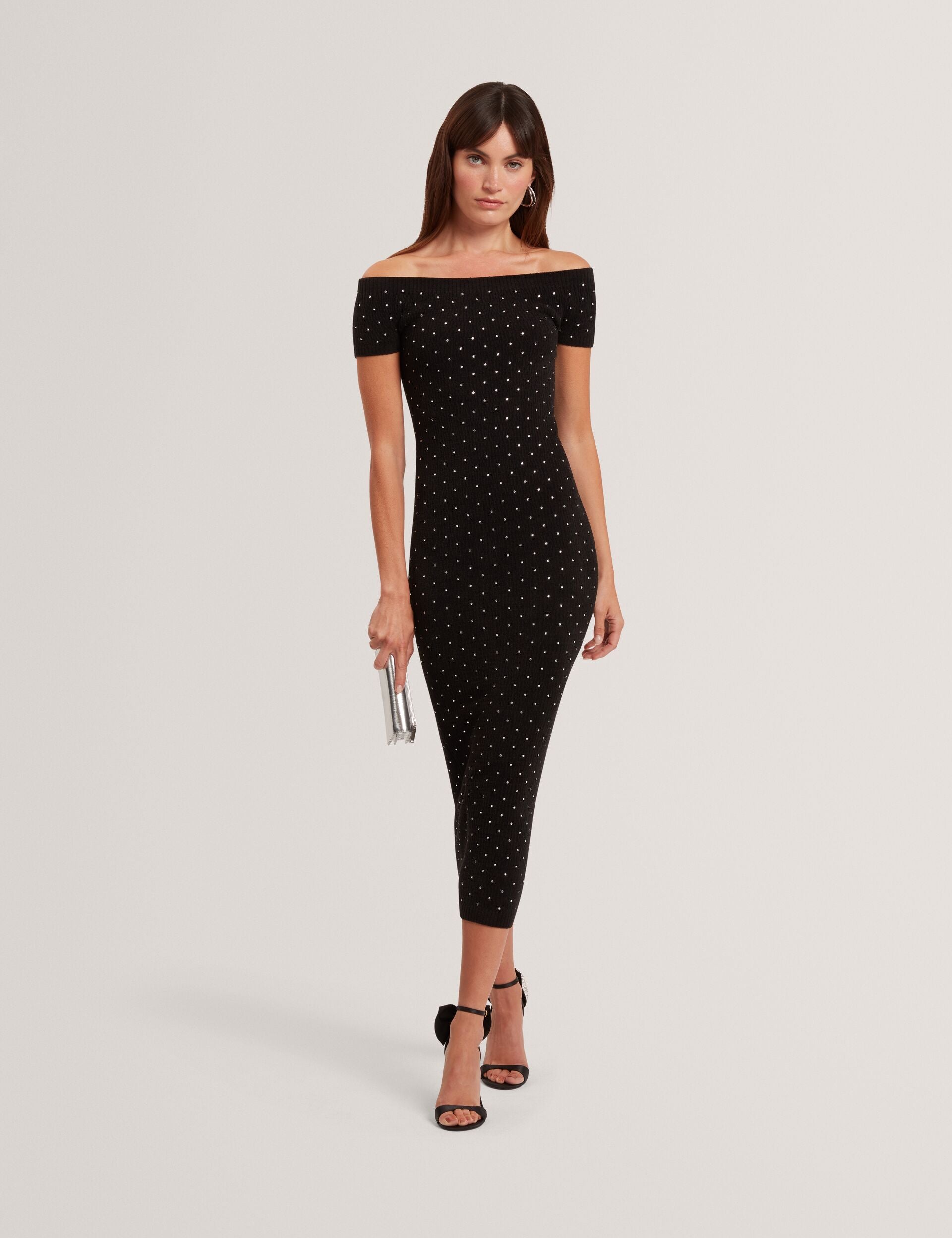 Diamante Knit Bardot Bodycon Midi Dress | Jestaa | Ted Baker UK