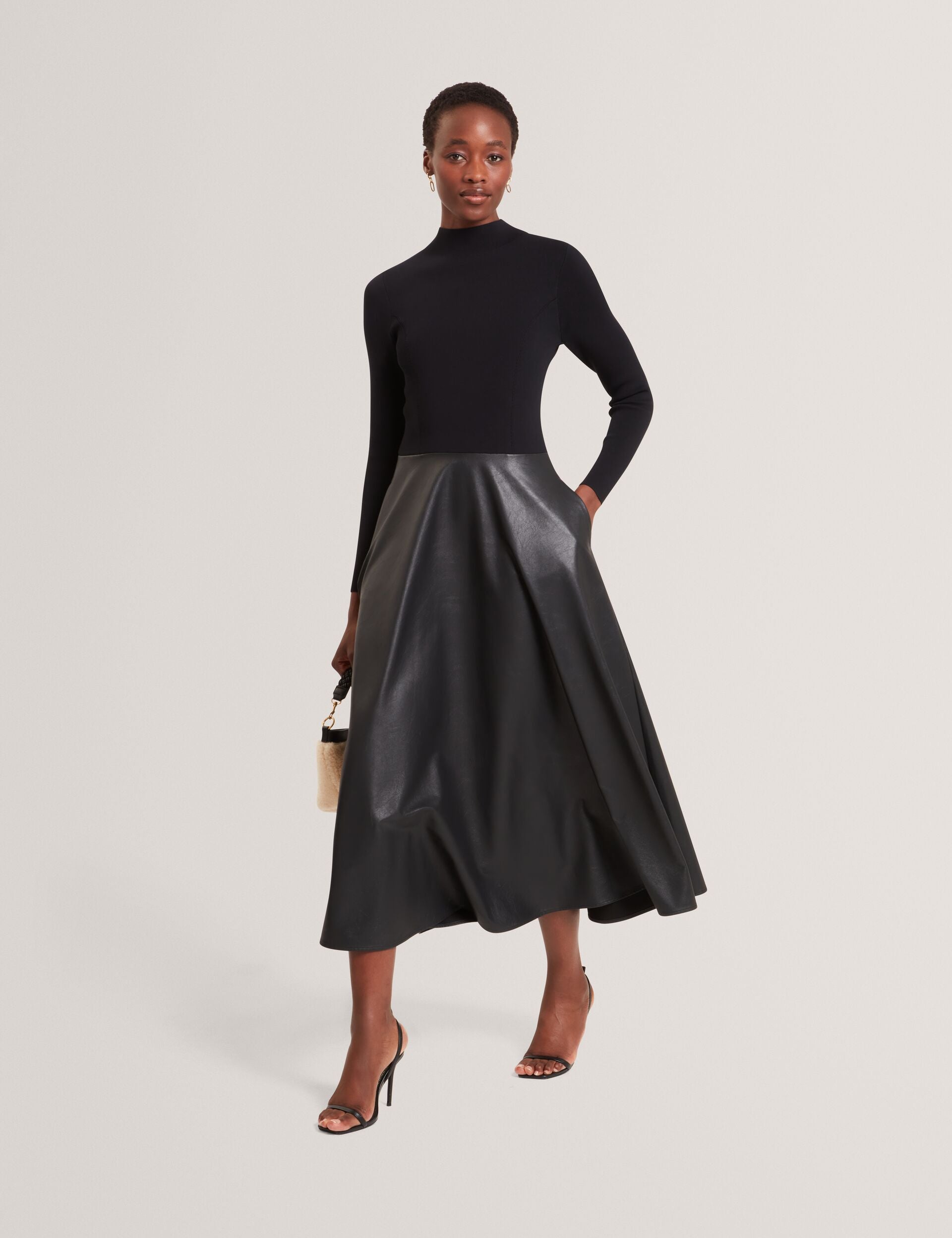 Knit Faux Leather Illusion Midi Dress | Noviva | Ted Baker UK Knit Faux Leather Illusion Midi Dress | Noviva | Ted Baker UK