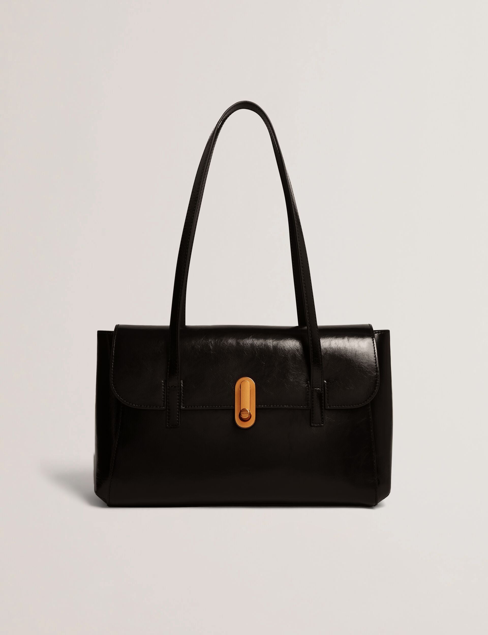Twist Lock Crinkled Leather Baguette Bag | Kkamy | Ted Baker UK
