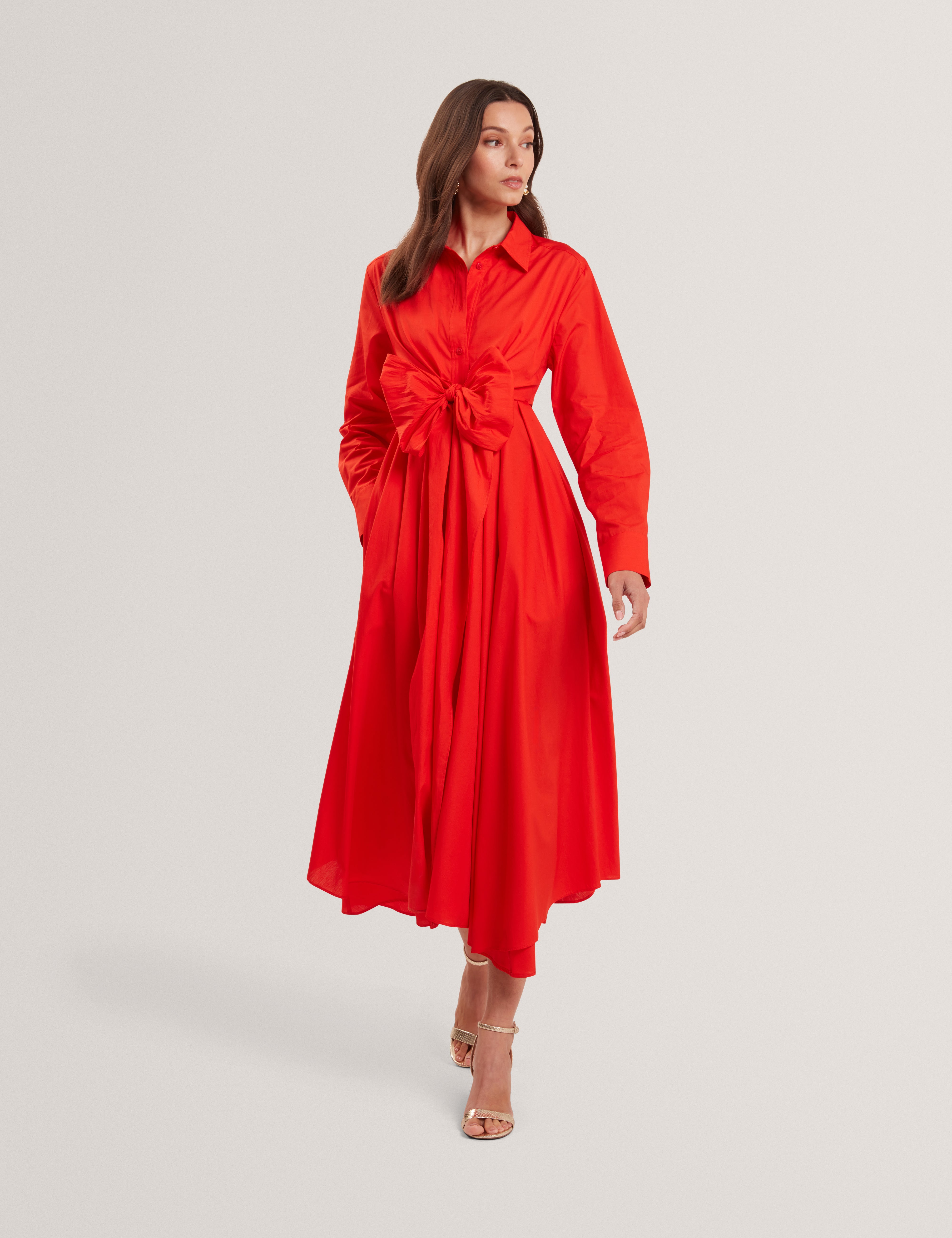 Cotton Wrap Cut Out Midi Shirt Dress | Ellisia