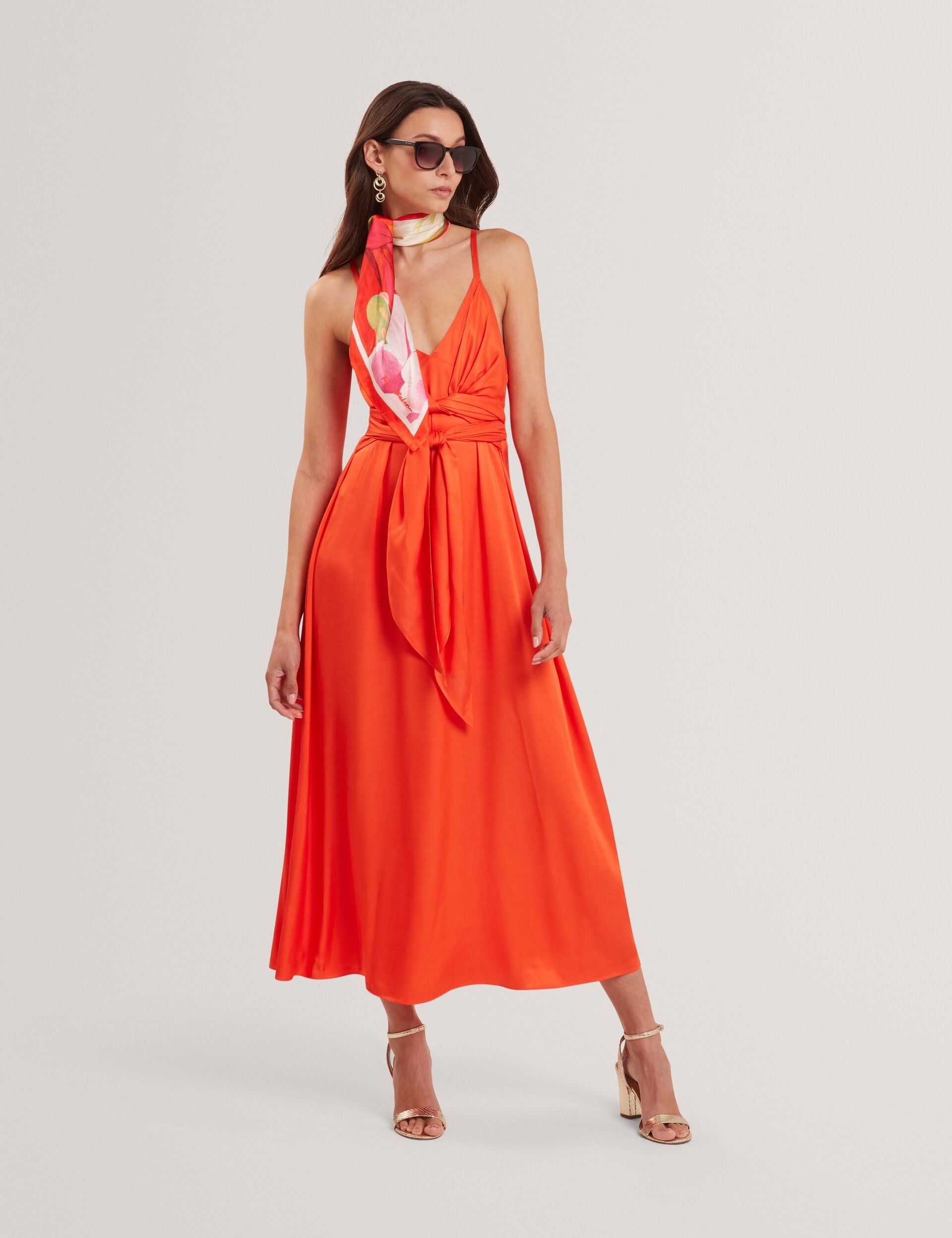 strapless open back dress Wrap Tie Waist Strappy Midi Dress | Beckki