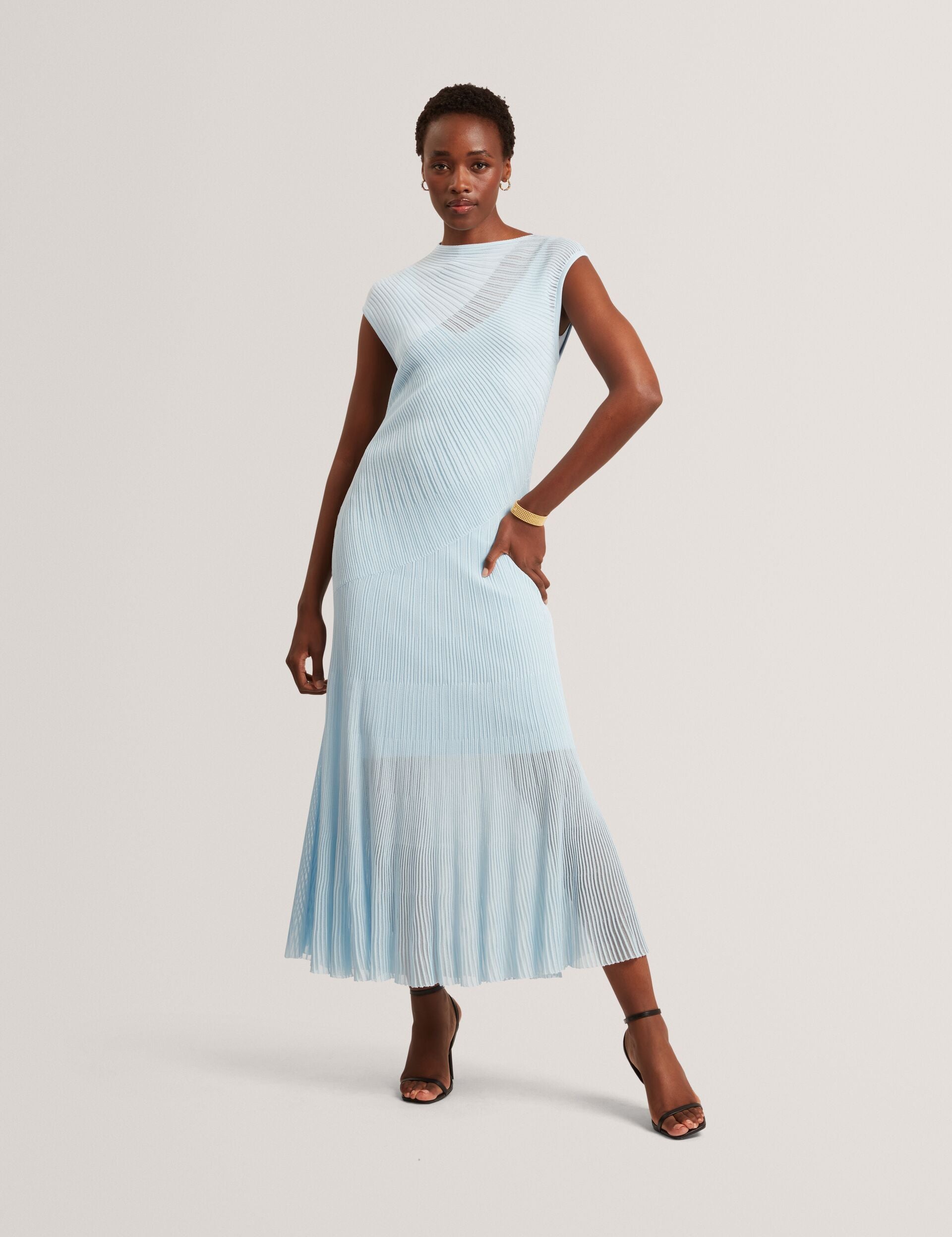 Sheer Detail Textured Knit Midaxi Dress | Celyina | Ted Baker IE Sheer Detail Textured Knit Midaxi Dress | Celyina | Ted Baker IE