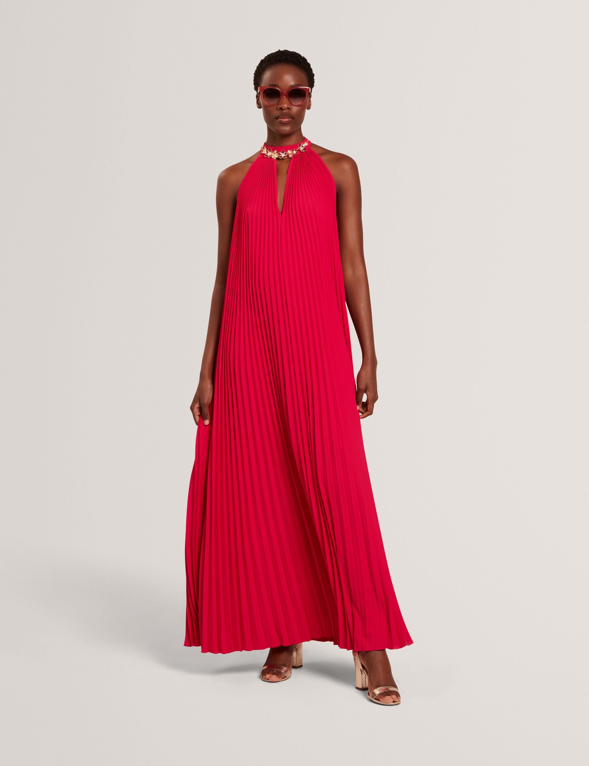 Halter Neck Pleated Flowy Maxi Dress | Akala | Ted Baker IE Halter Neck Pleated Flowy Maxi Dress | Akala | Ted Baker IE