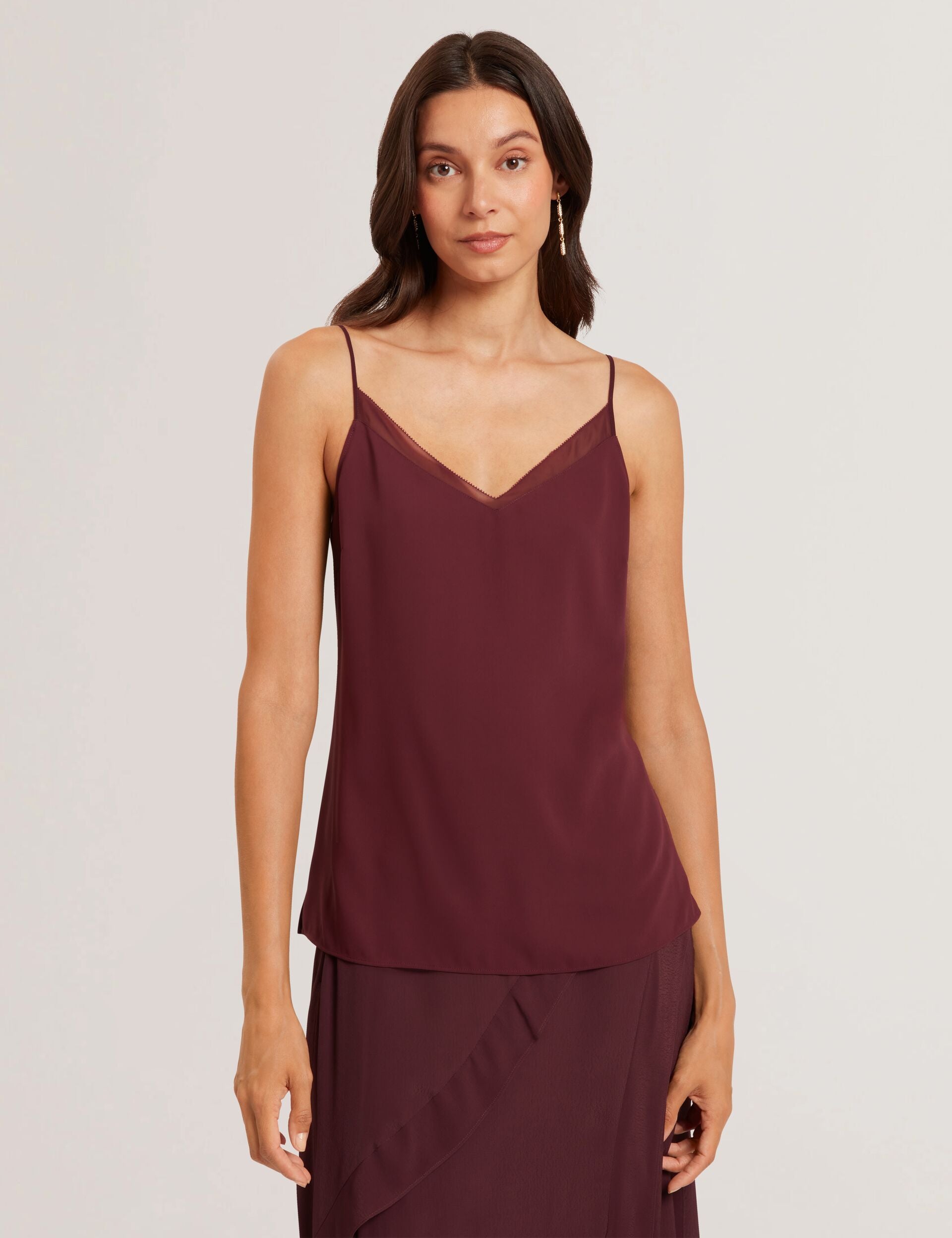 Chiffon Detail V-neck Strappy Cami Top | Lulea | Ted Baker UK