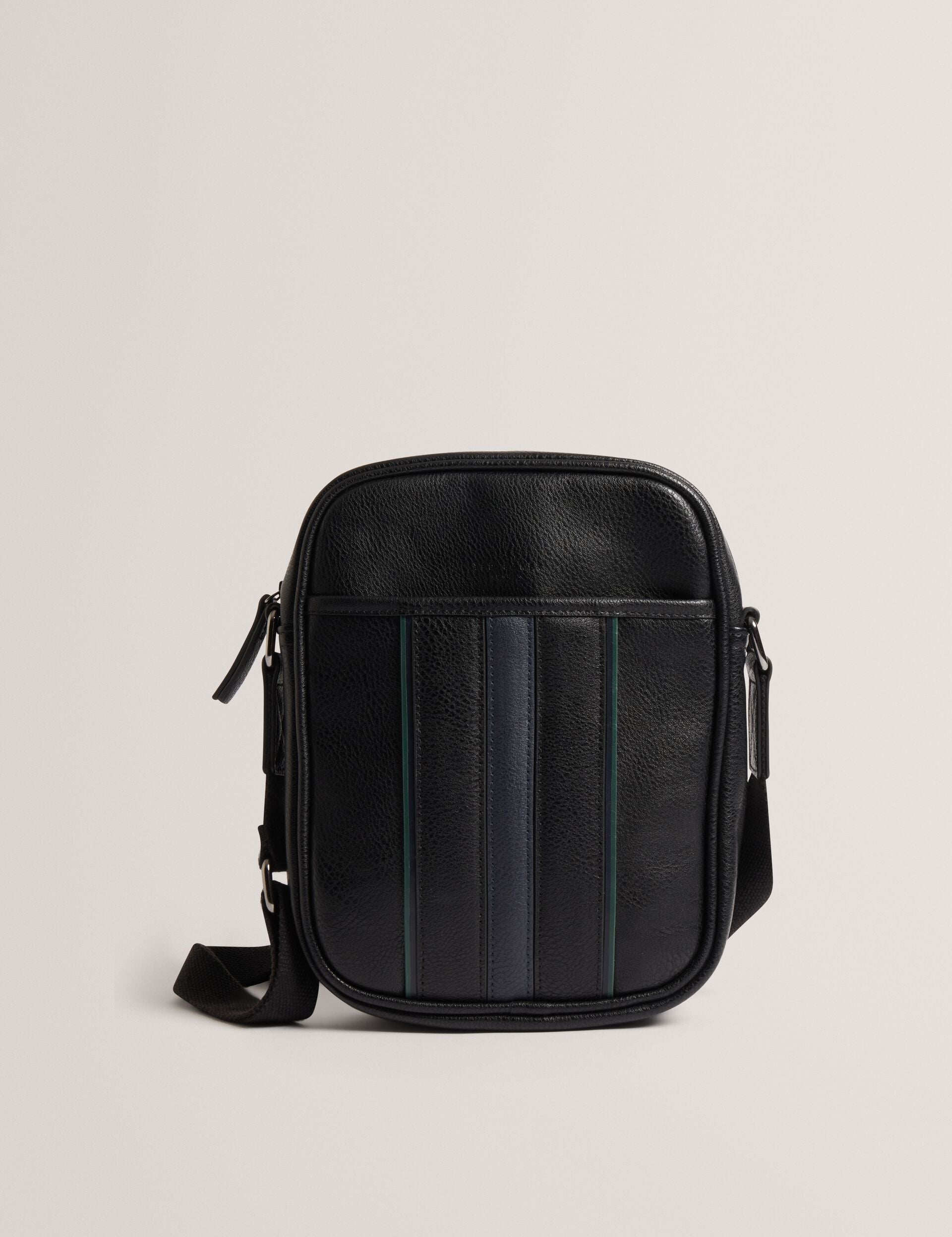 Black Striped Panel Pu Reporter Crossbody Bag | Keiigan | Ted Baker UK