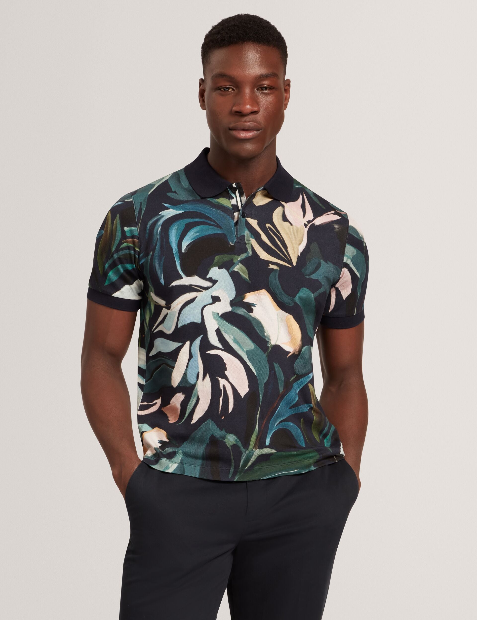 専用　MUVEIL TEDBAKER Floral Print Pure Cotton Polo Shirt | Kivem | Ted Baker US