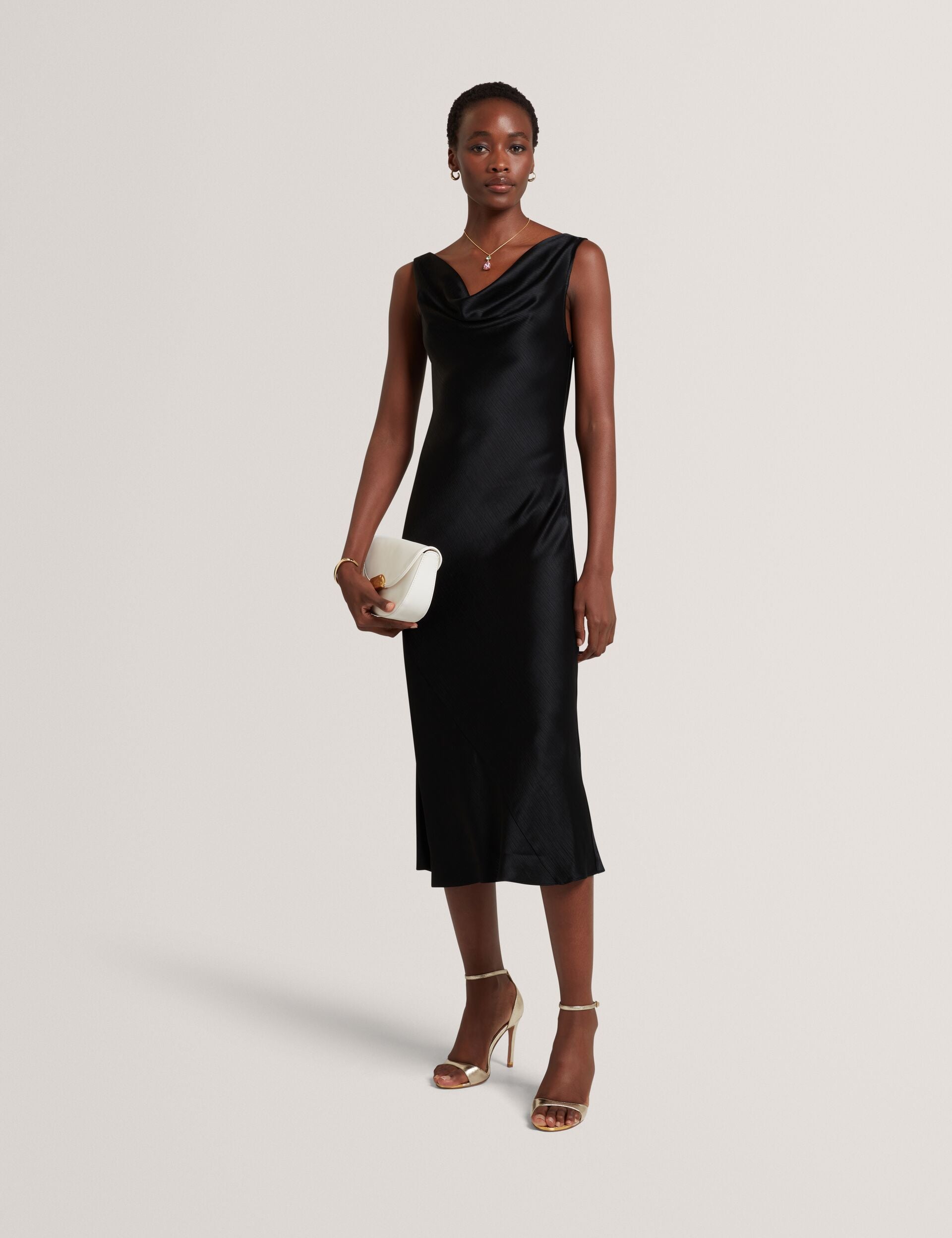 Satin Cowl Neck Midi Slip Dress | Miinta | Ted Baker UK Satin Cowl Neck Midi Slip Dress | Miinta | Ted Baker UK
