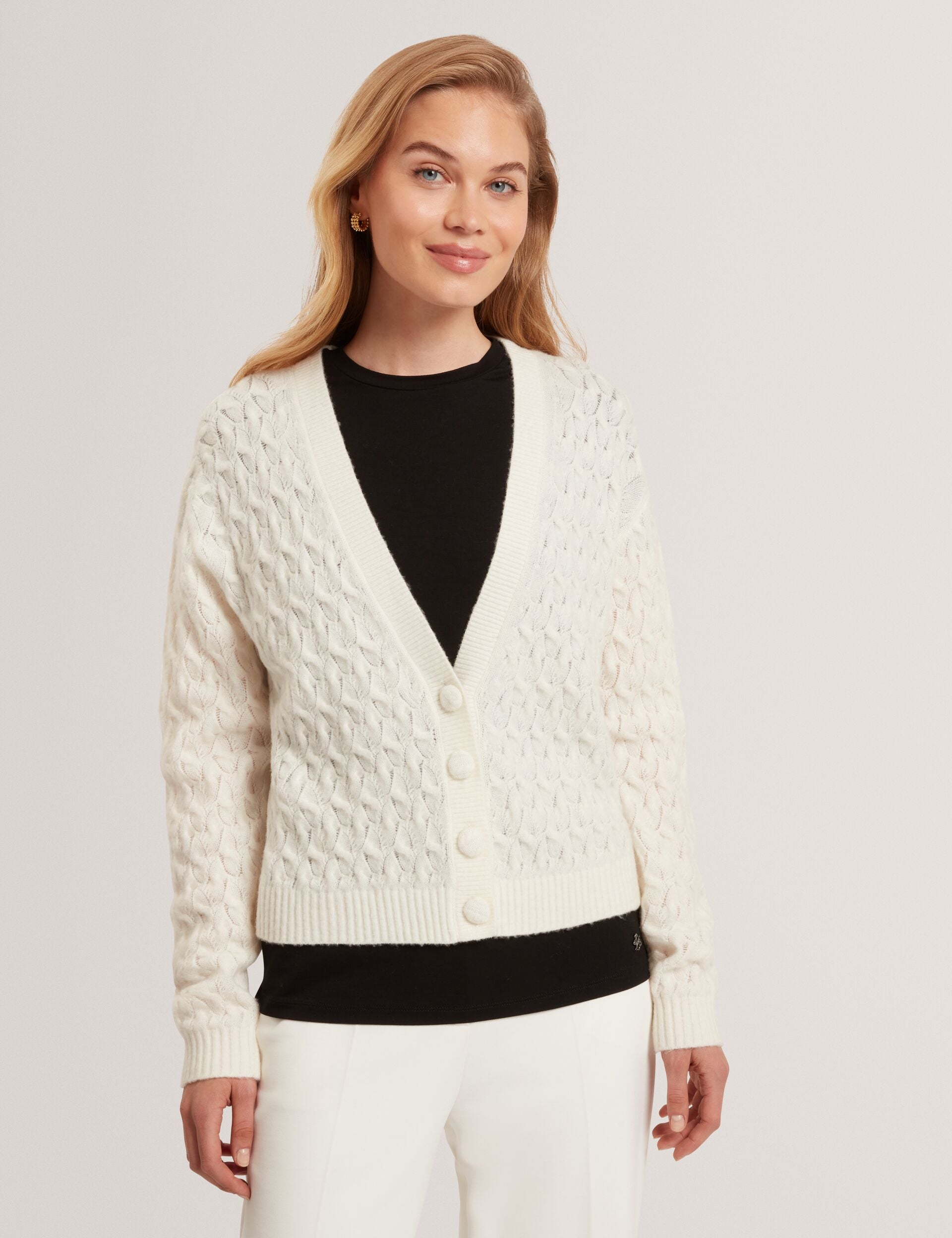 Cable Knit V-neck Wool Cardigan | Kylana | Ted Baker UK