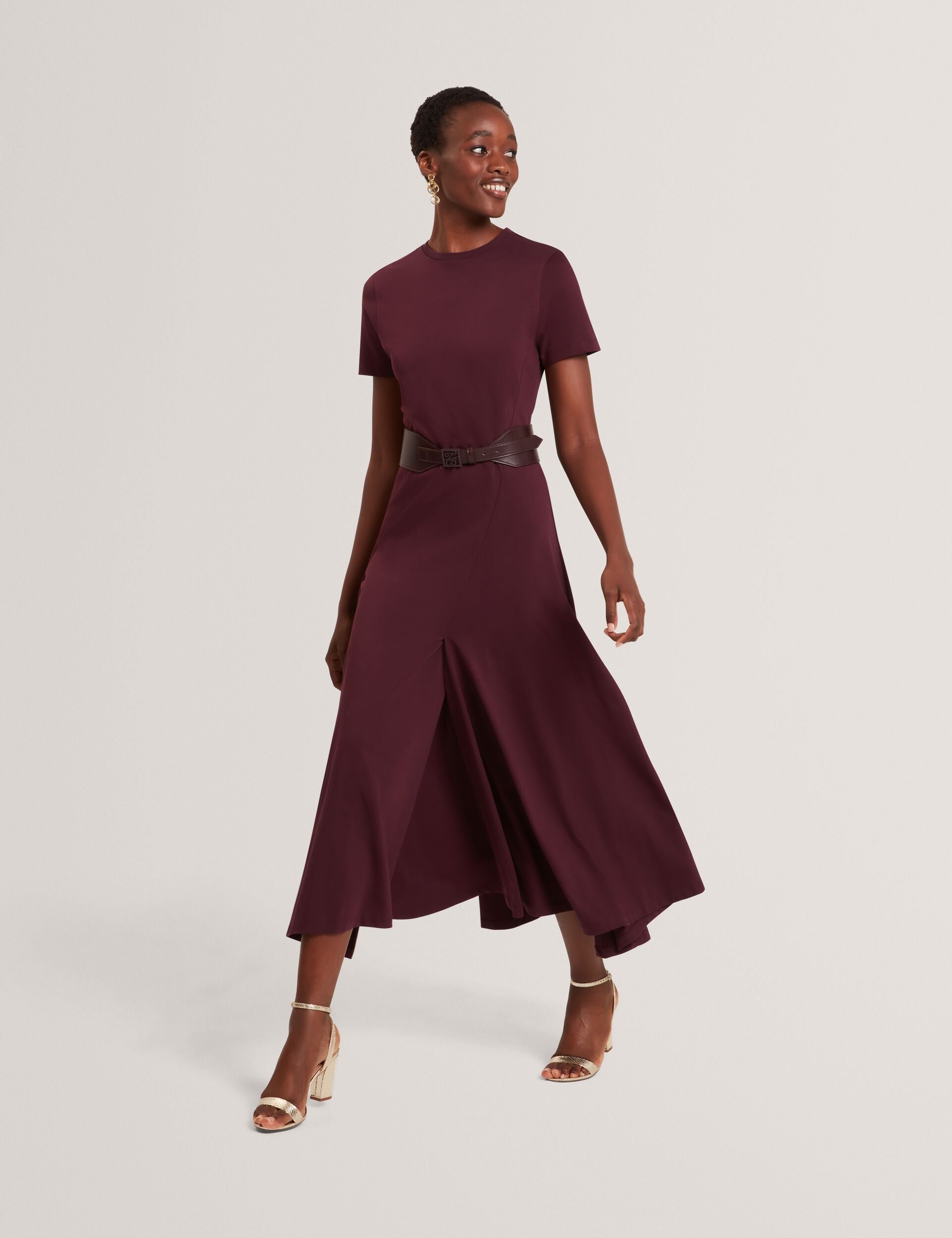 princess polly baby blue dress Panelled Jersey Short Sleeve Midi Dress | Fuusia