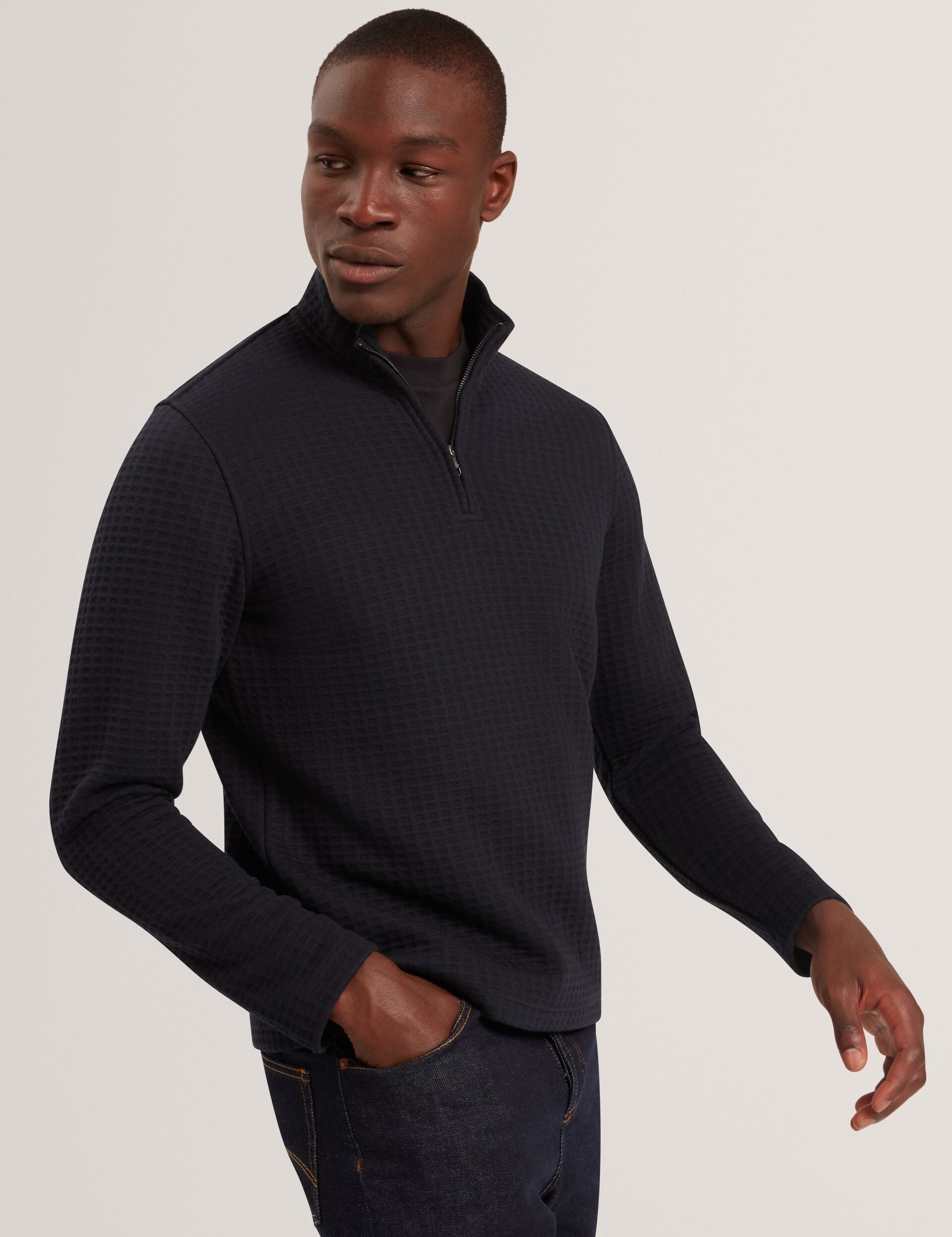 Waffle Knit Quarter Zip Sweatshirt | Caindle | Ted Baker US