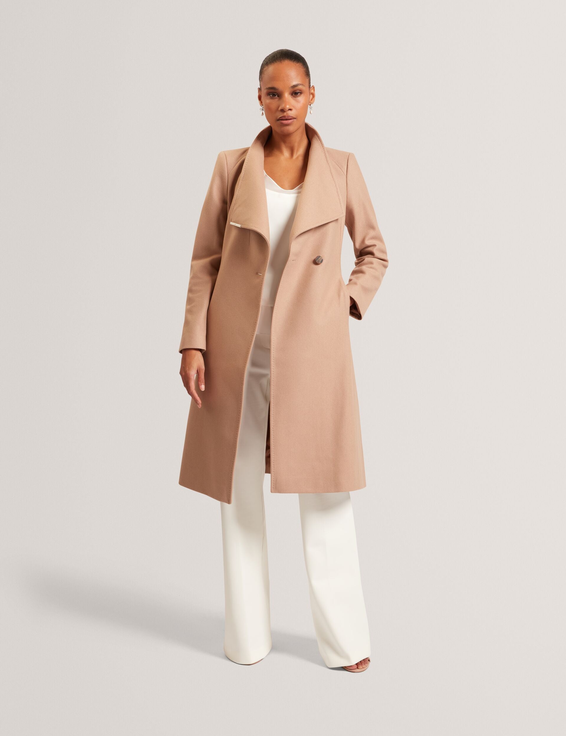 Mid Length Belted Wool Wrap Coat | Rose | Ted Baker US
