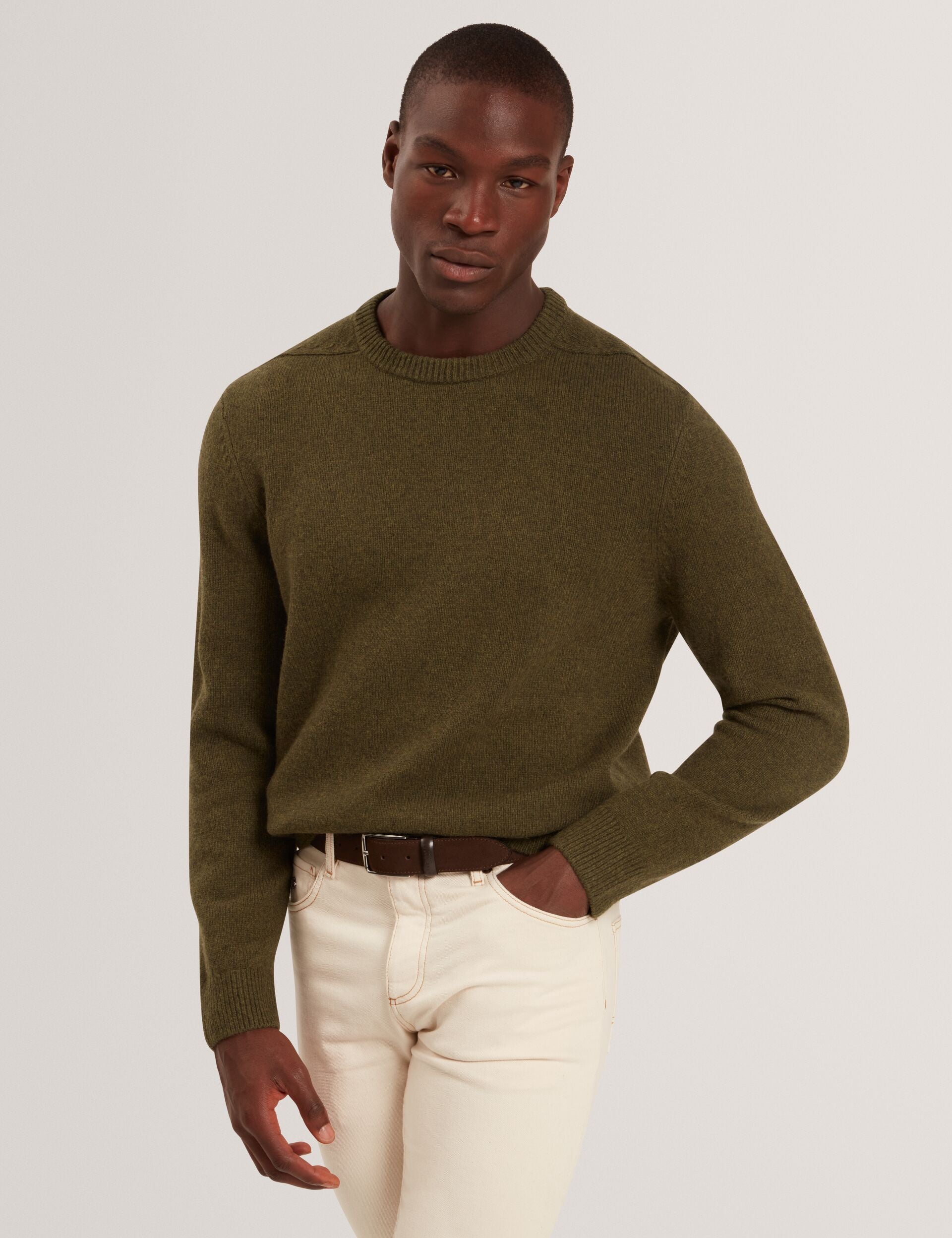 Khaki Relaxed Fit Wool Rich Knit Sweater | Demario | Ted Baker US