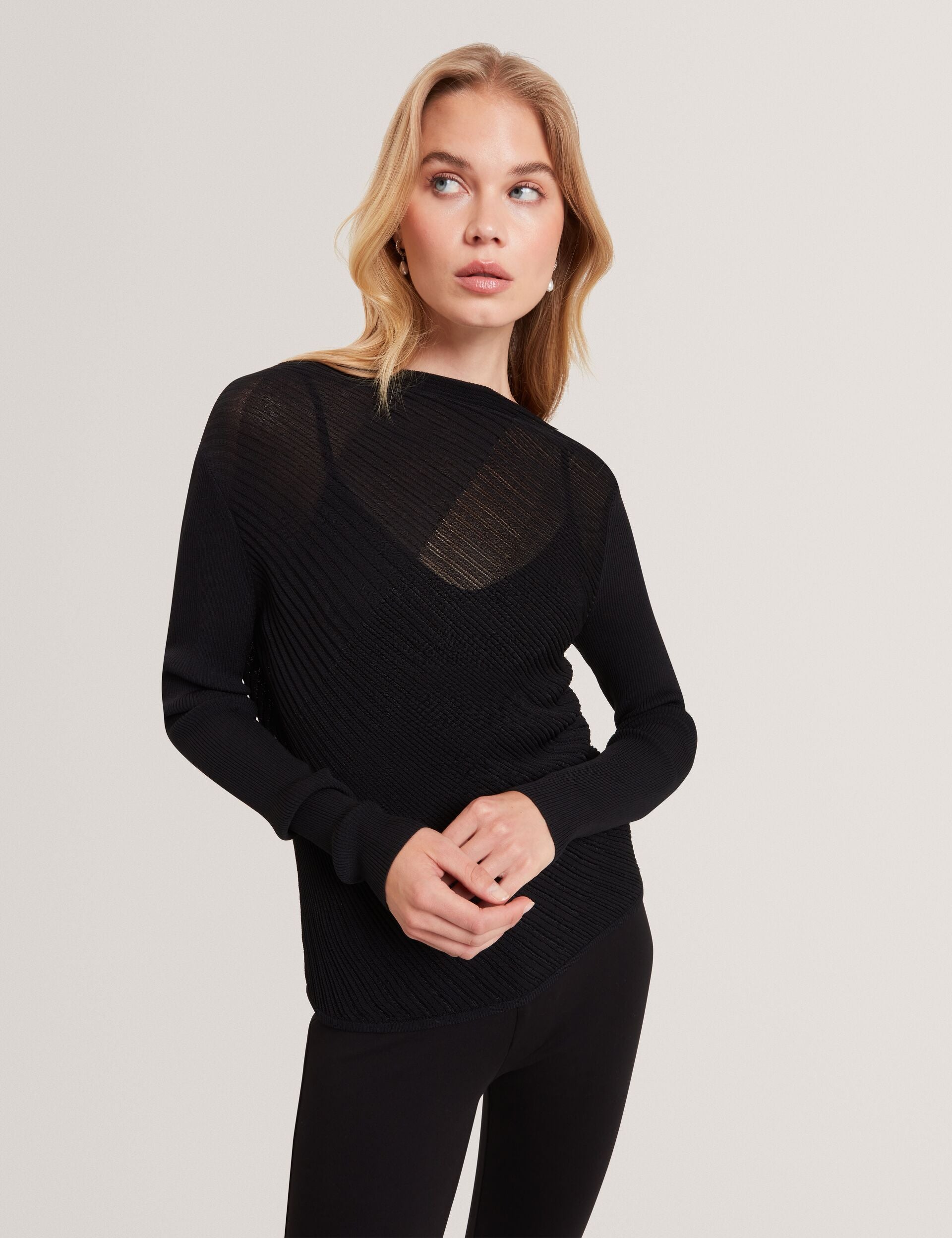 Sheer Detail Knit Long Sleeve Top | Ceyloaa | Ted Baker UK