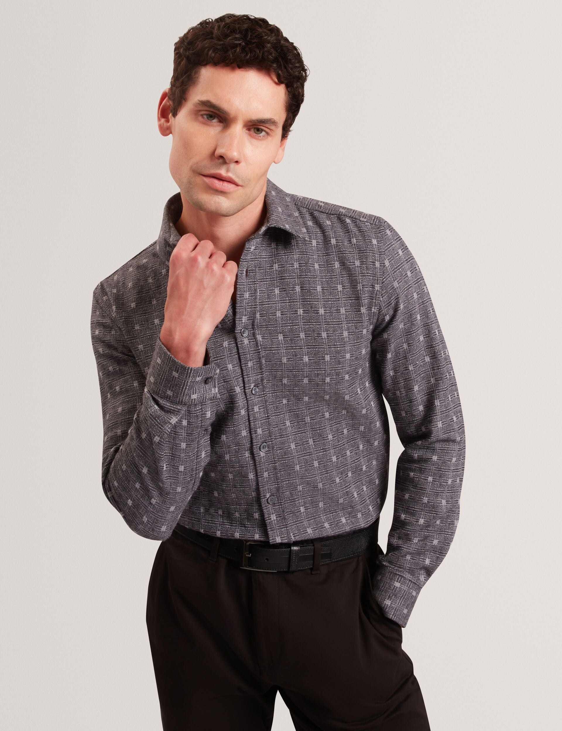 Jacquard Check Woven Long Sleeve Shirt | Vyser | Ted Baker US