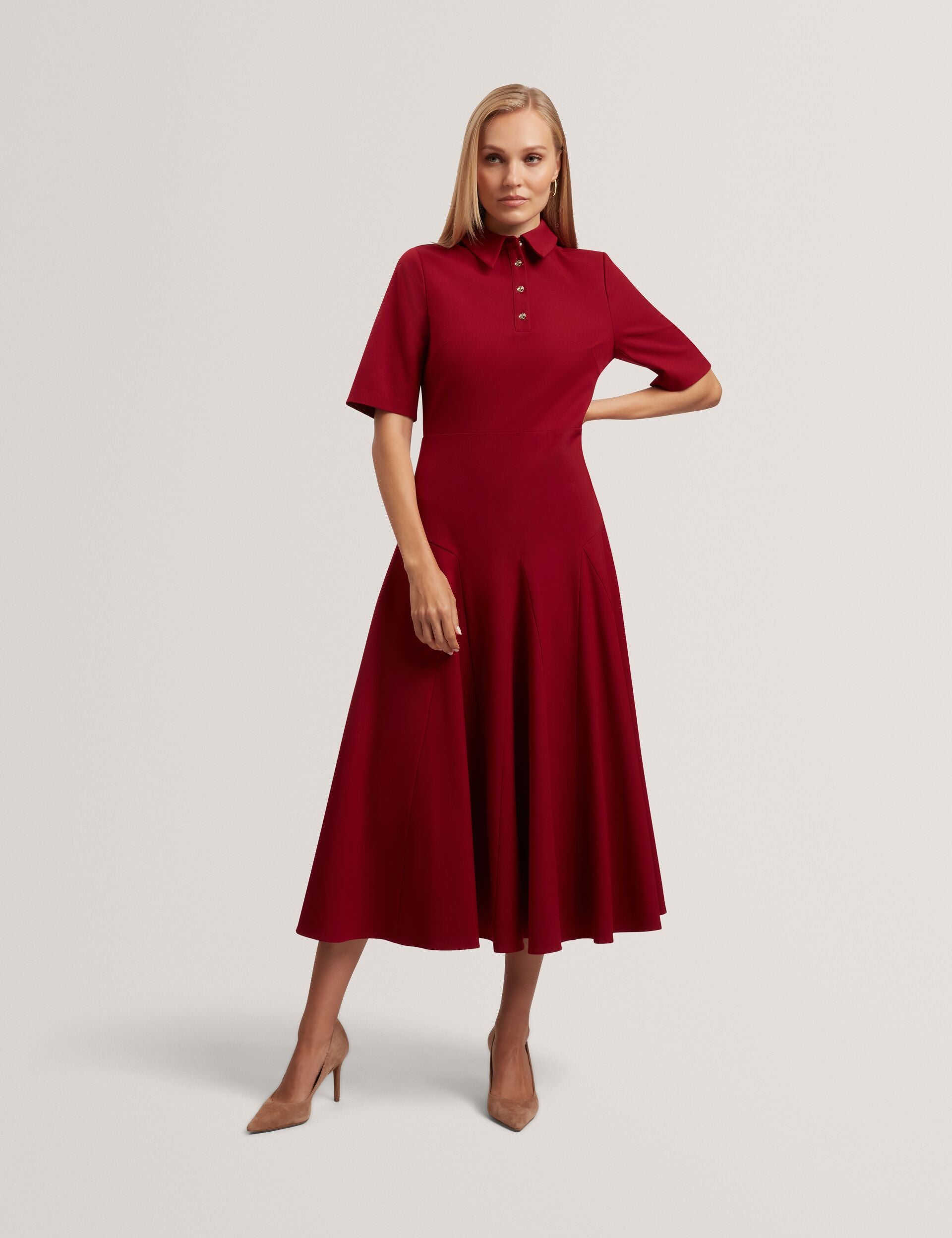 open lace back dress Poppy Red Retro Tartan Swing Shirt Dress by Dolly and Dotty