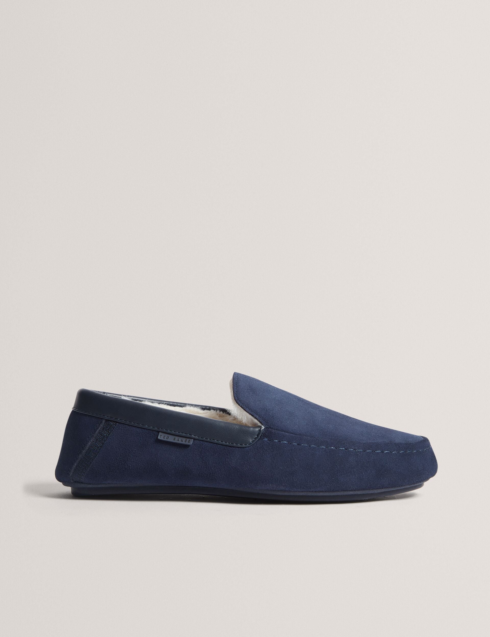 Dk-blue Suede Leather Moccasin Slippers Vallant Ted Baker UK