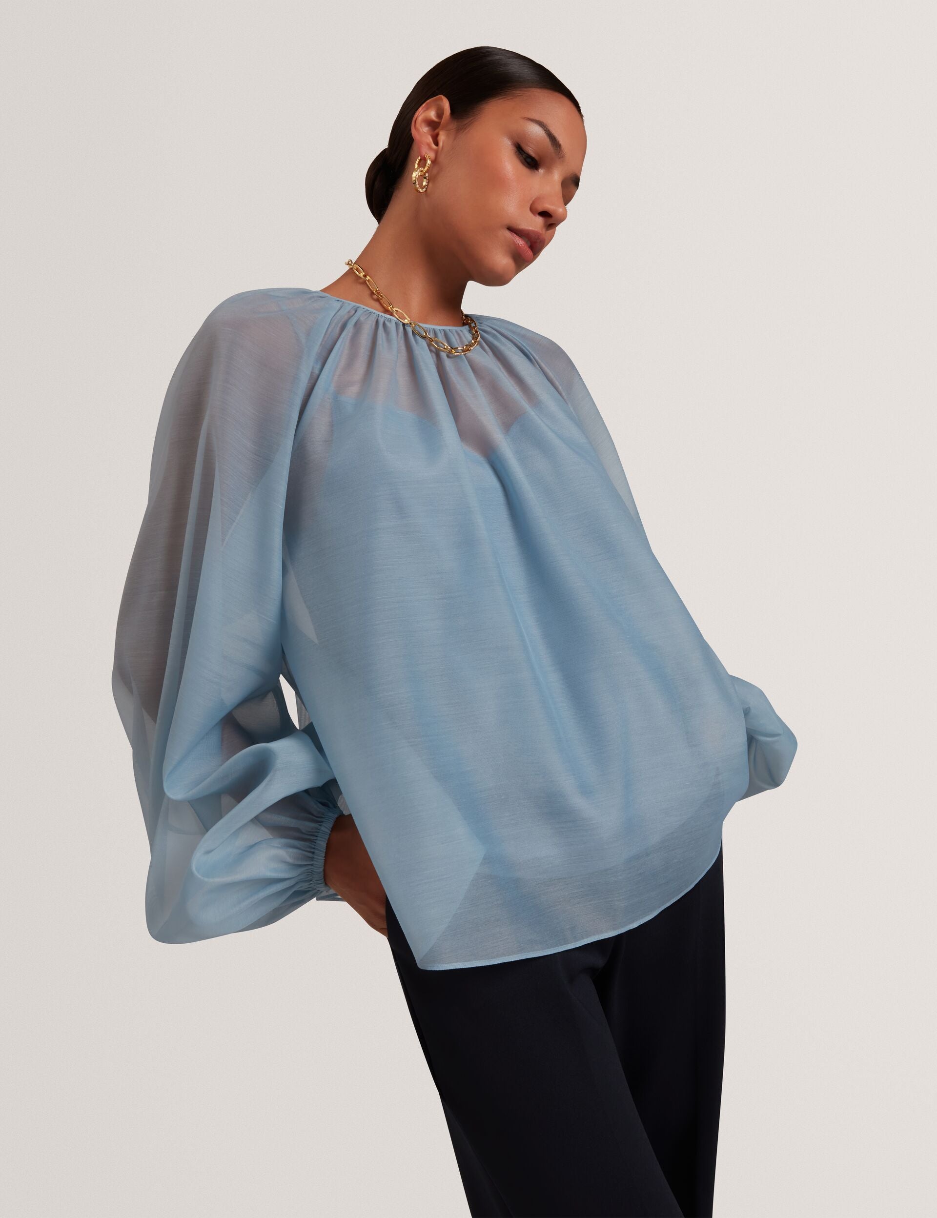 Organza Long Balloon Sleeve Blouse | Eelana | Ted Baker IE