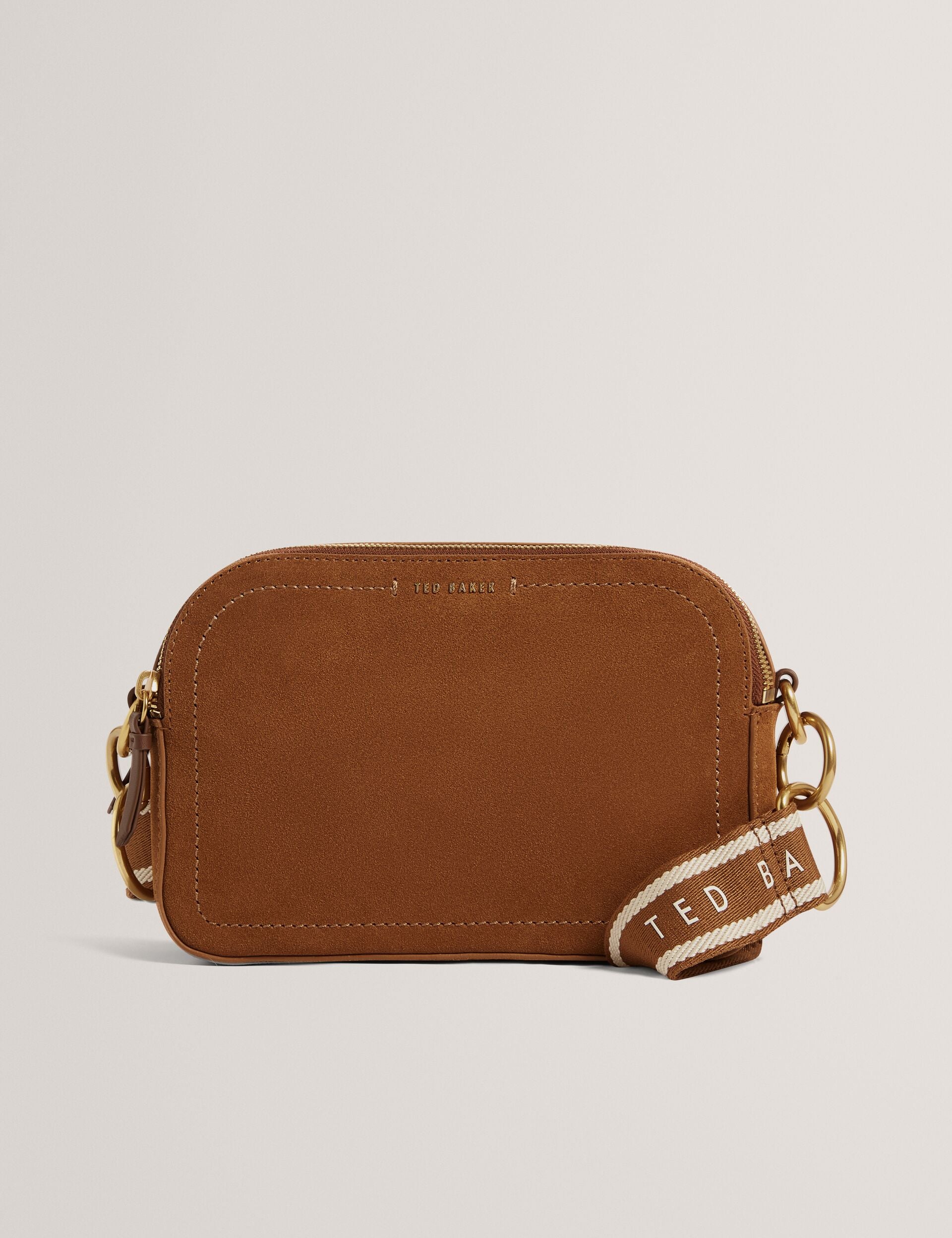 Dark Brown Suede Webbing Camera Crossbody Bag | Shayane | Ted Baker UK