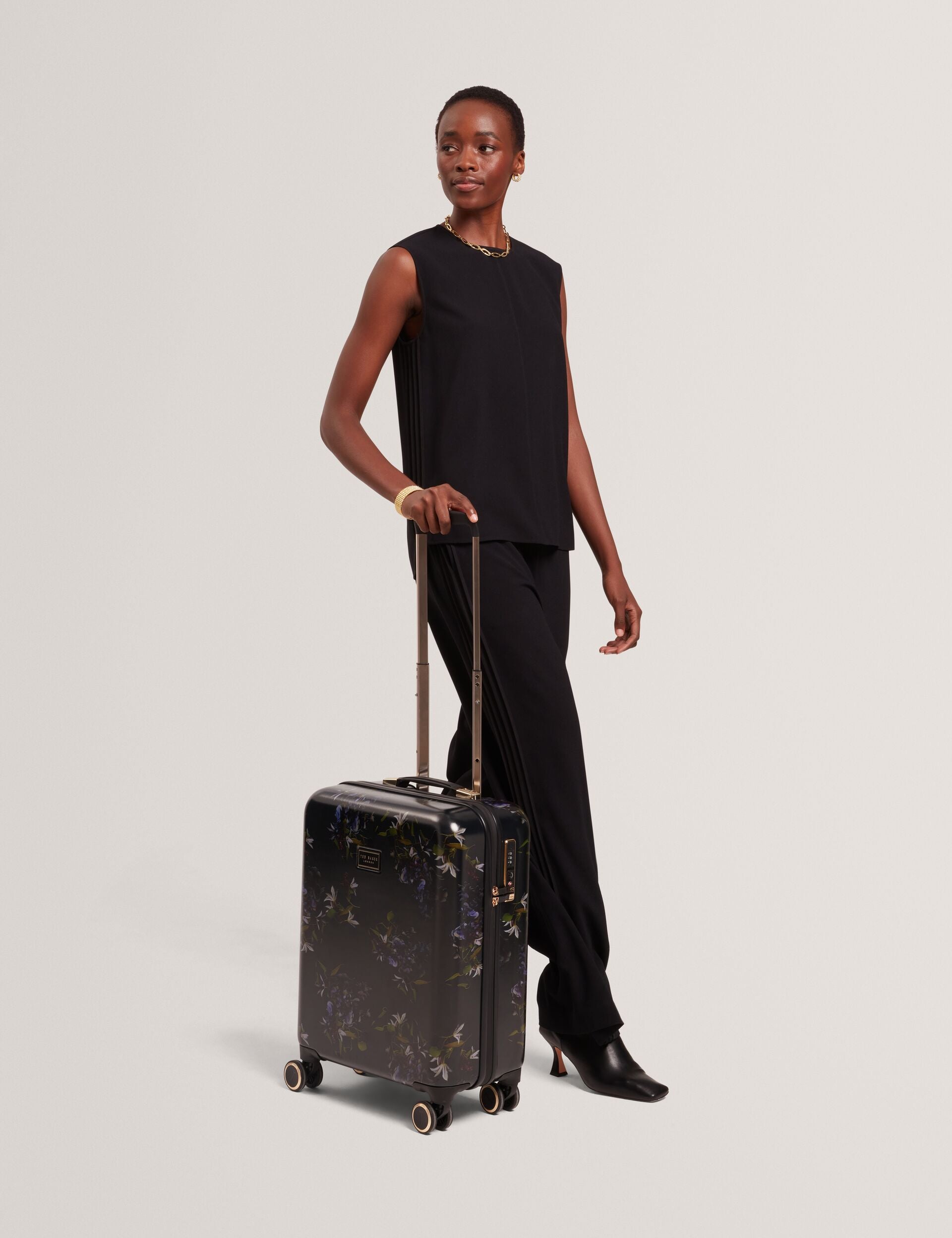 Dark Floral 4-wheel Hard Cabin Suitcase | Mb-nvyc | Ted Baker UK