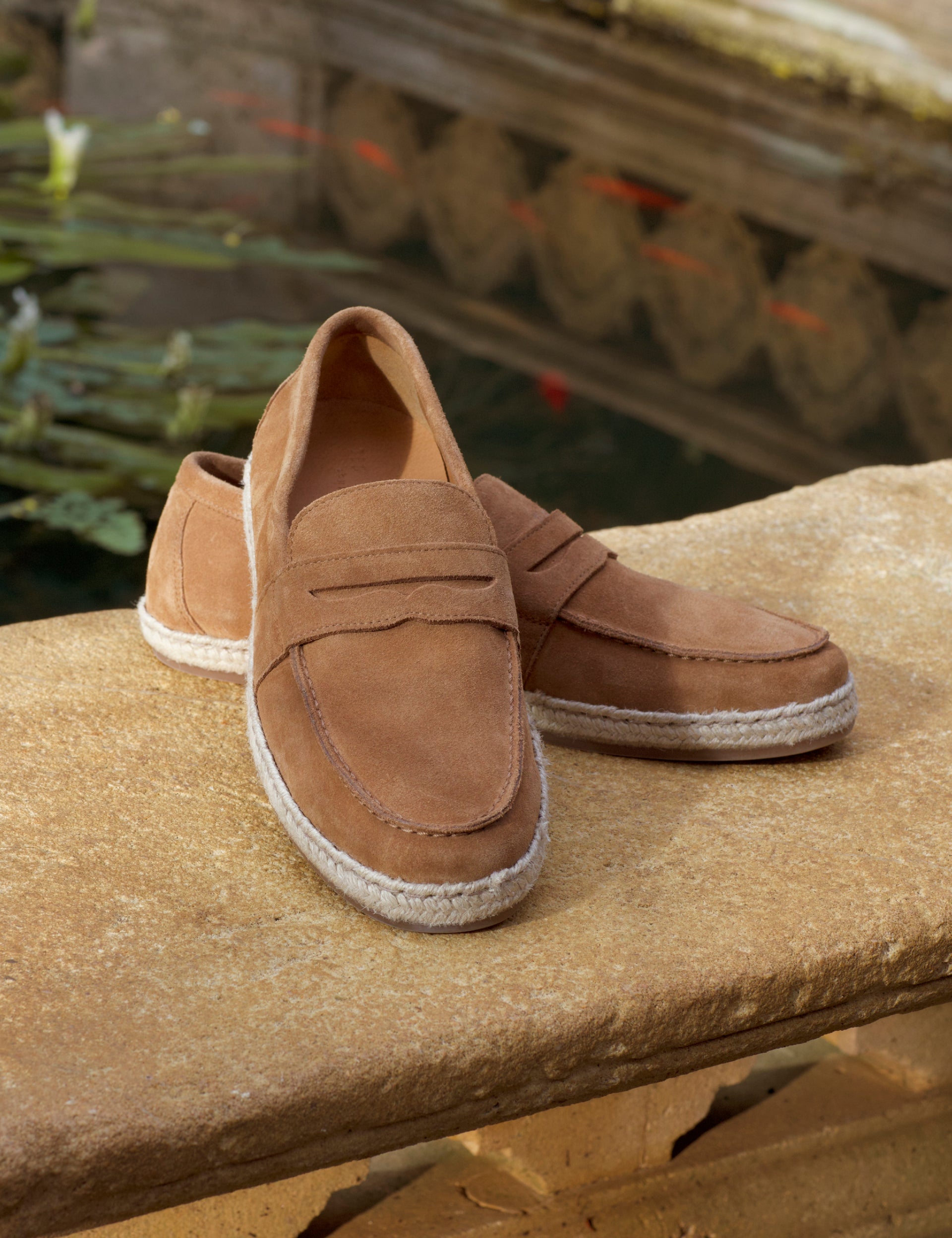 Stone Suede Espadrille Penny Loafers | Brunelo | Ted Baker UK