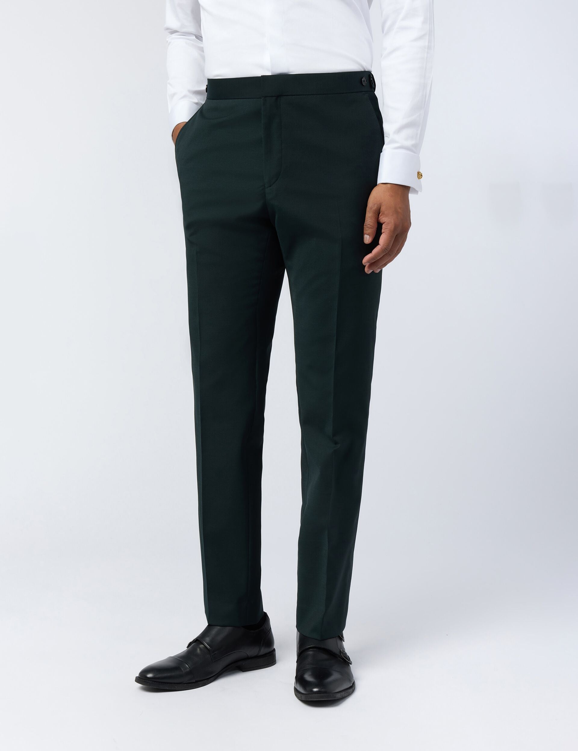 Green Stretch Wool Slim Tuxedo Trousers | Porteust | Ted Baker UK Green Stretch Wool Slim Tuxedo Trousers | Porteust | Ted Baker UK