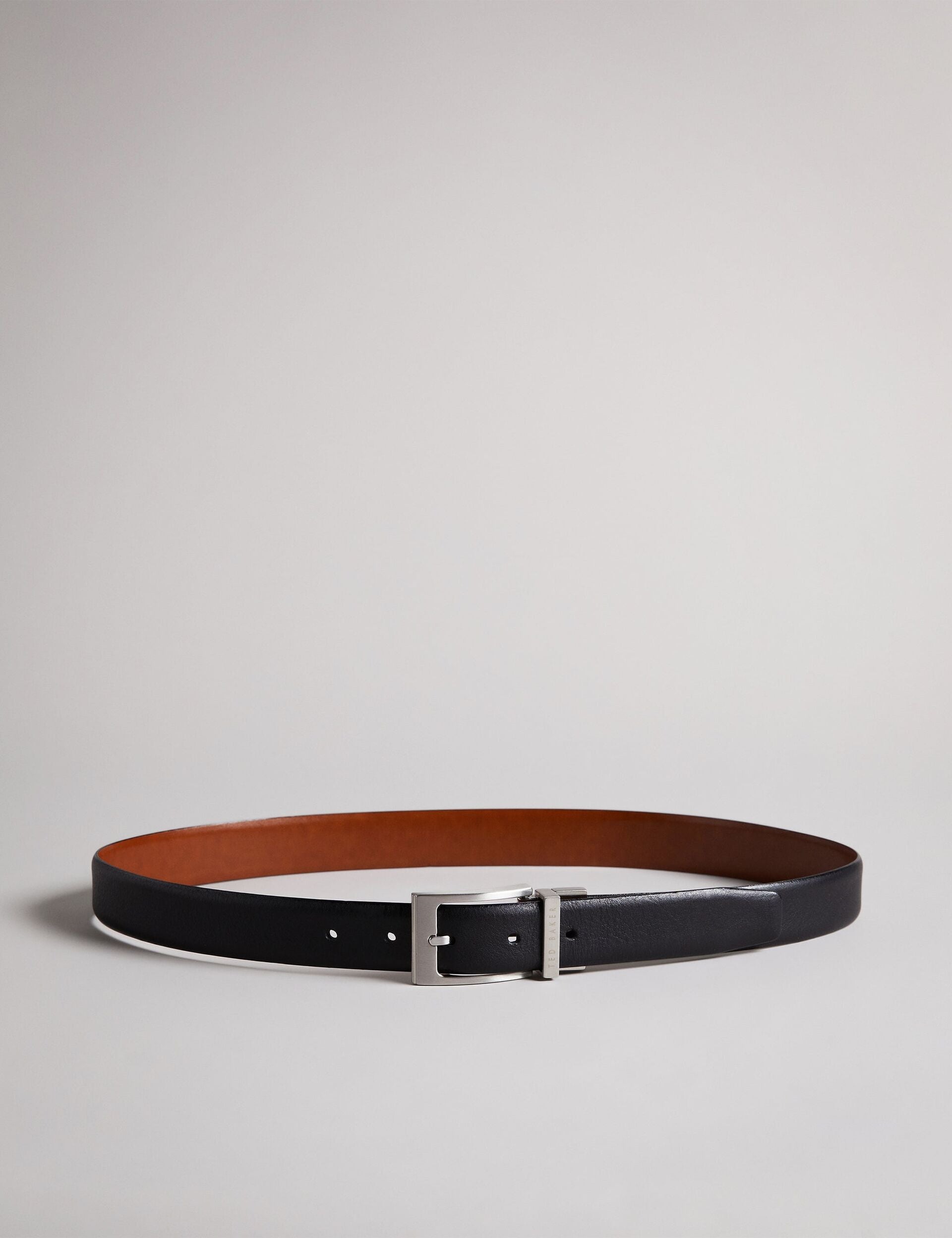 Black Reversible Polished Leather Belt | Karmer | Ted Baker US display picture 1