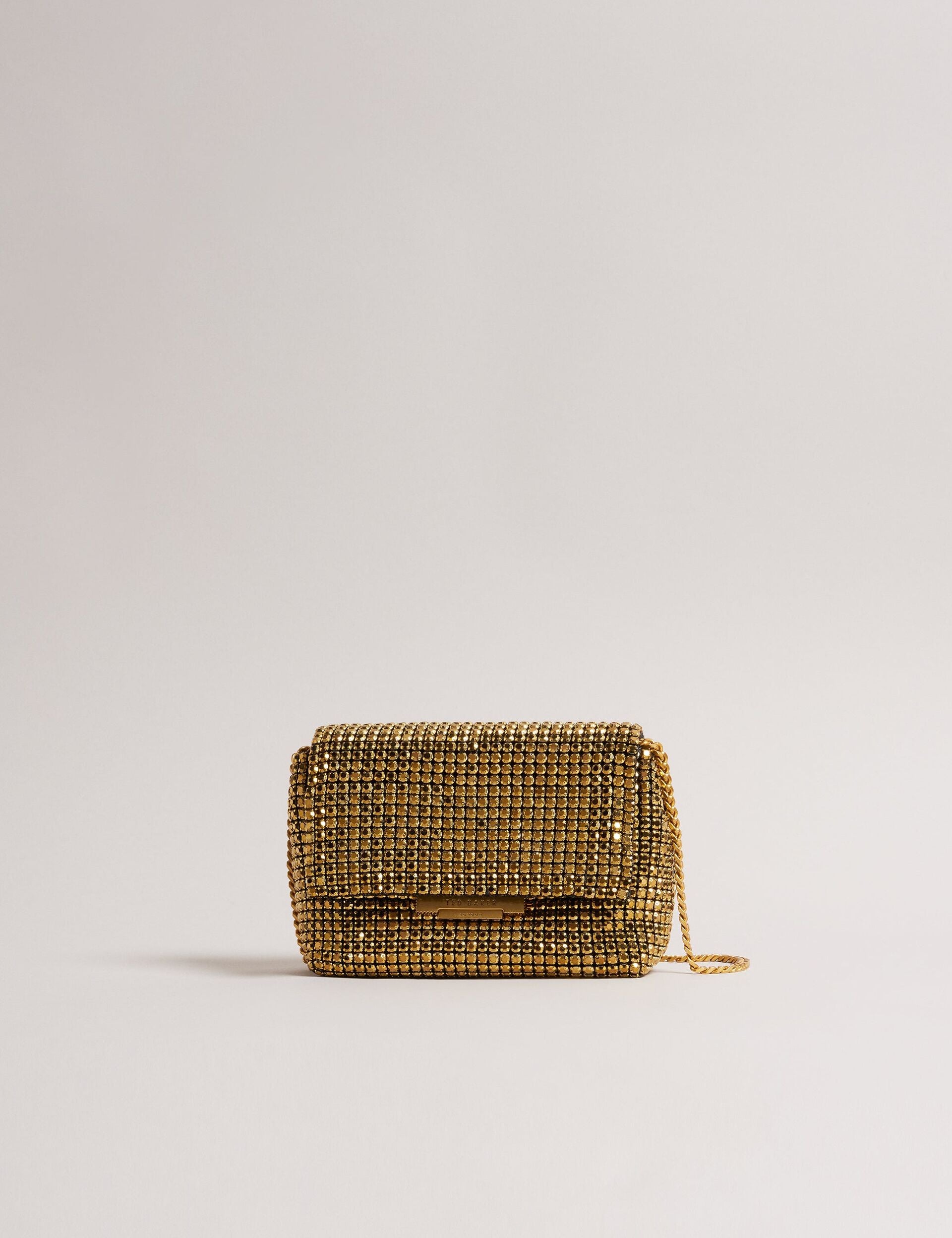 Gold Crystal Embellished Mini Crossbody Bag Gliters Ted Baker UK