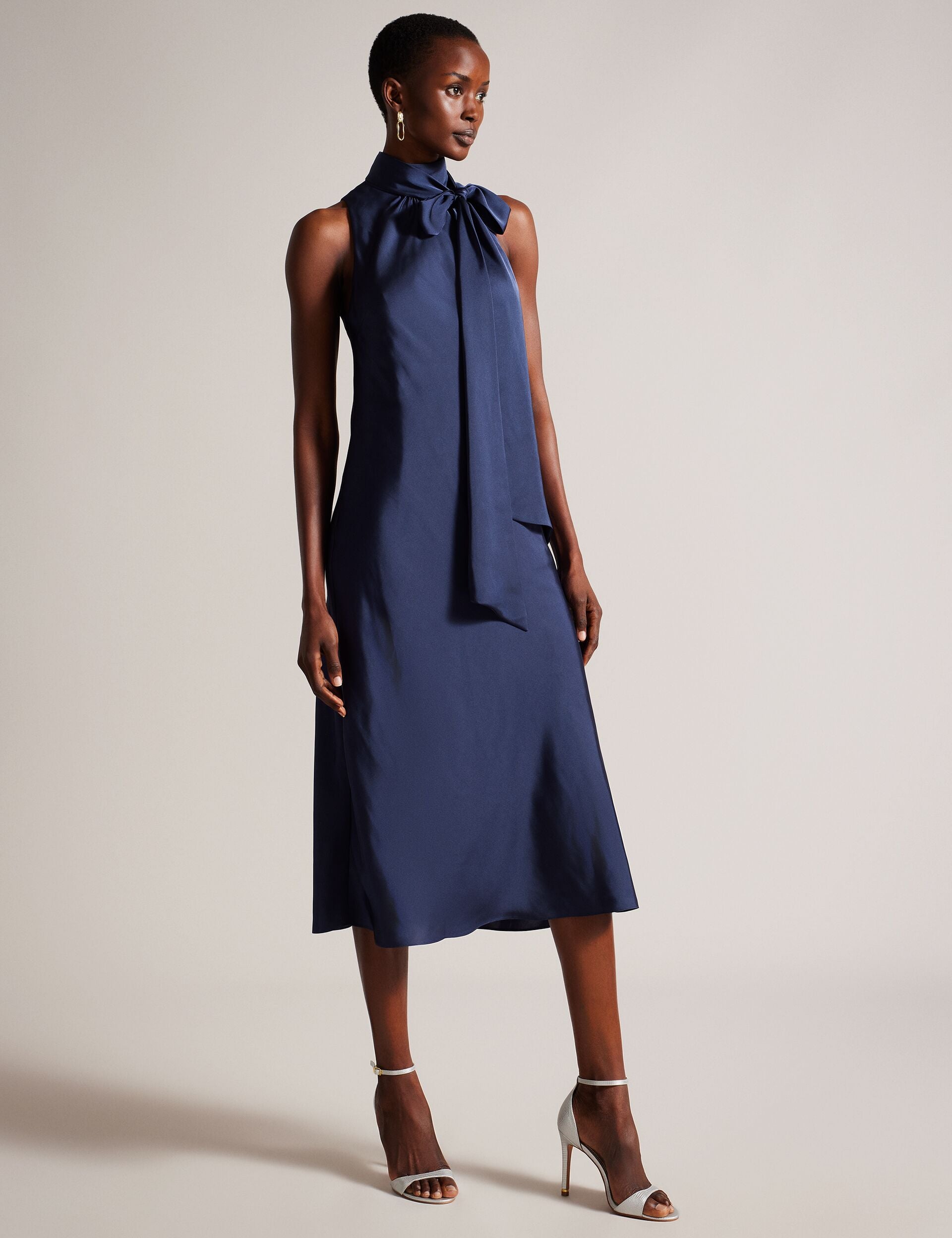 ted baker blue silk dress ted baker blue dress MIDI SILK SLIP DRESS-parroquiadesanalbertomagno.com