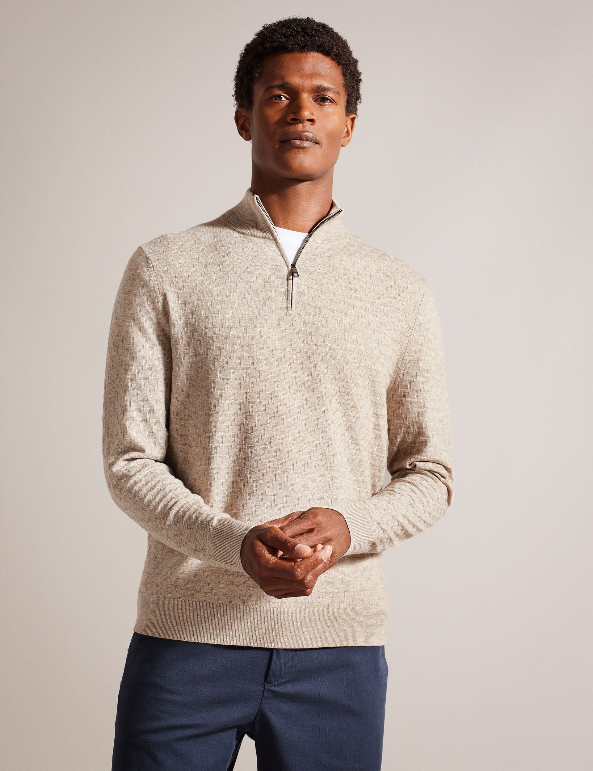 KURNLE T Knit Half Zip Funnel Neck Jumper