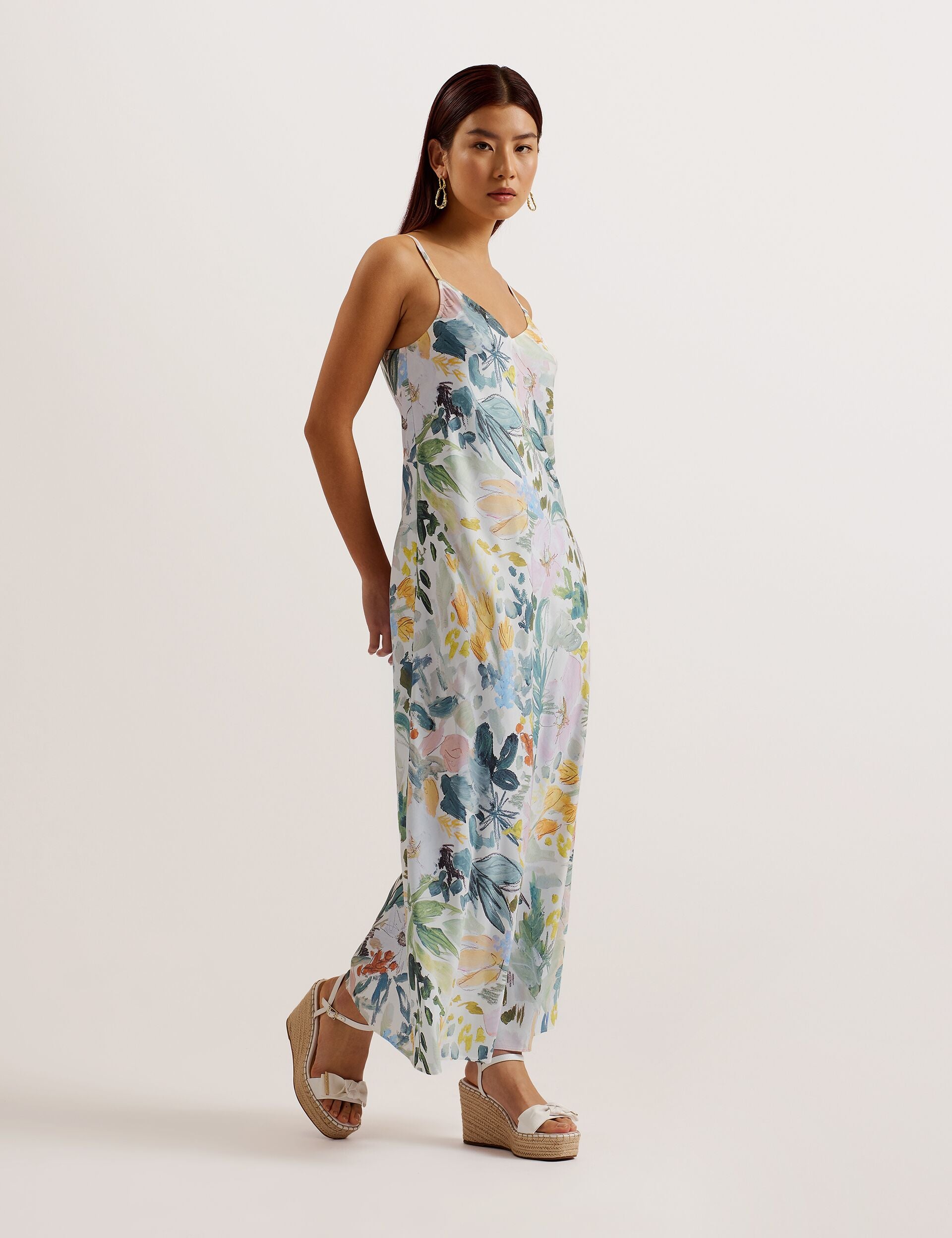 Ted Baker Adamela Double Layer Slip Midi Dress Women's Dress Ivory : 2 (US 6)